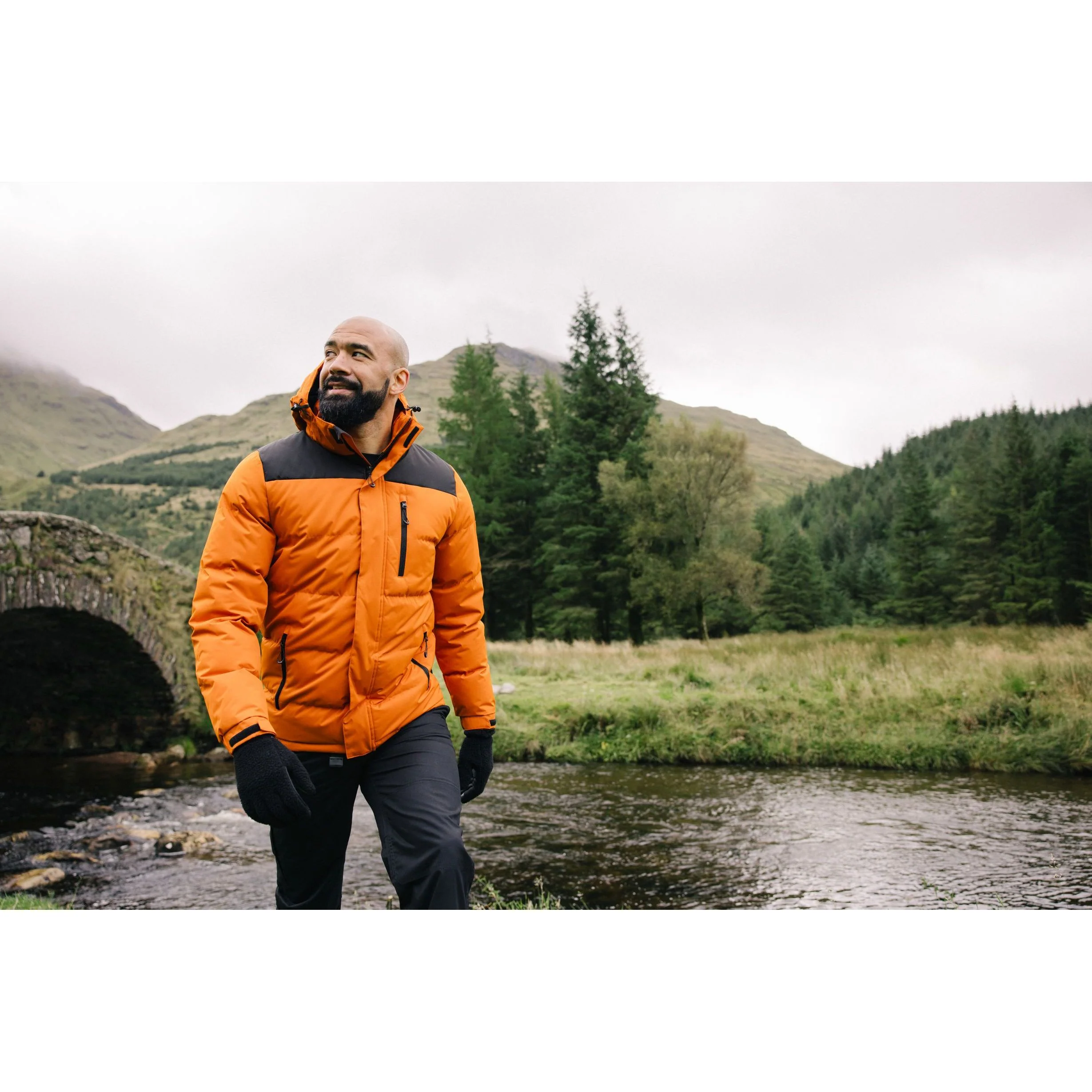 Ahmor Men's Padded Casual Jacket in Orange Spice - Image 3