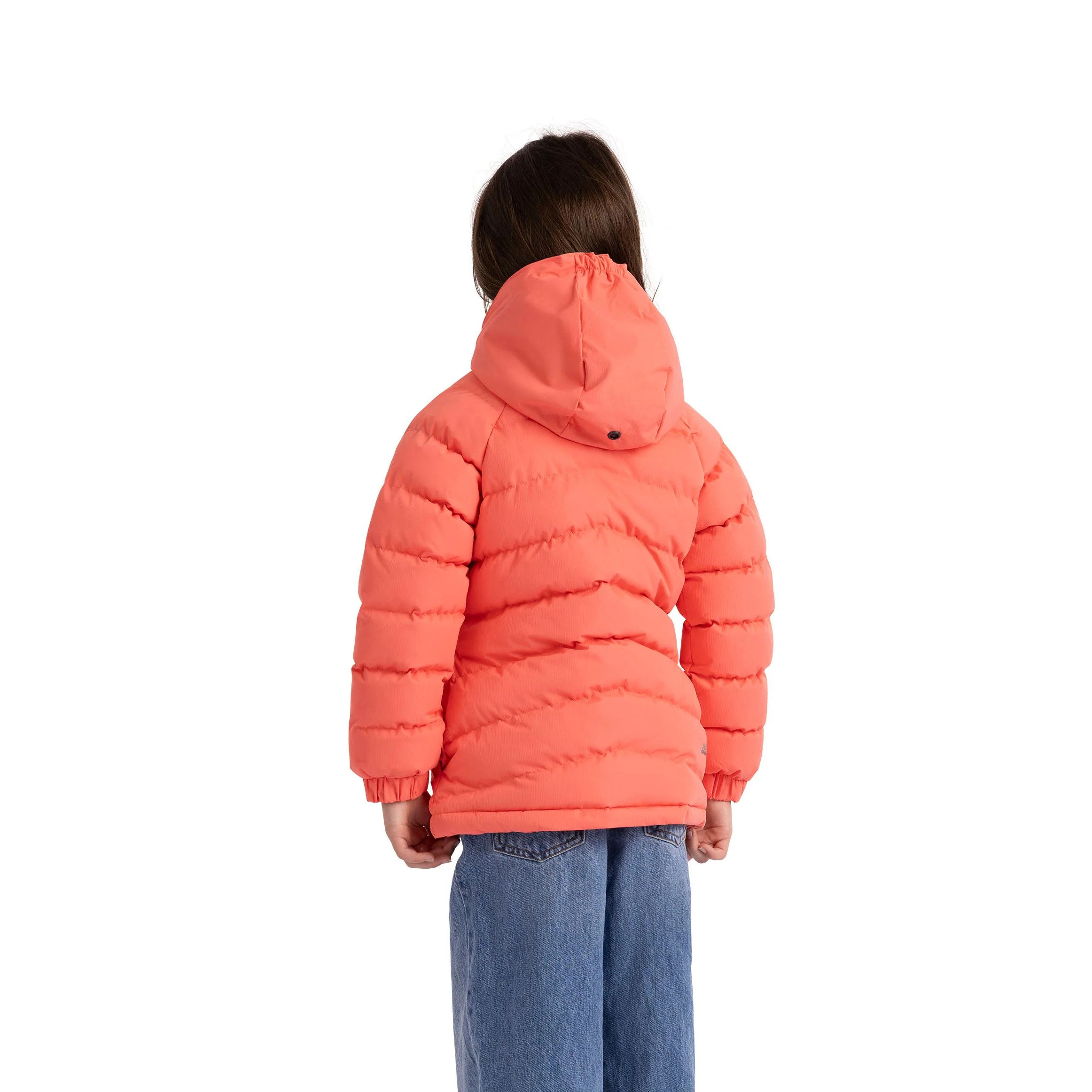 Amira Girls' Hooded Waterproof Padded Jacket in Soft Orange - Image 6