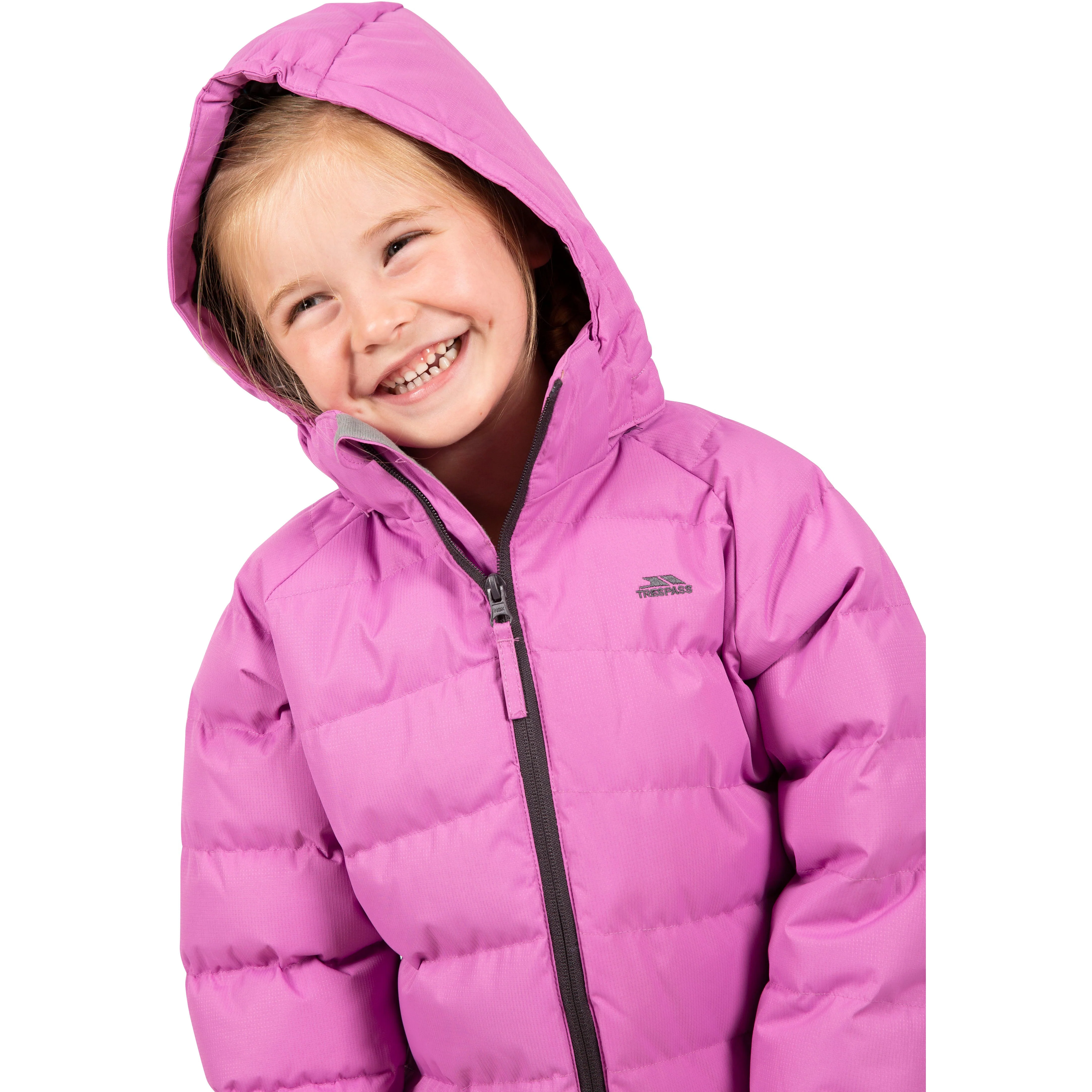Amira Girls' Hooded Padded Jacket in Deep Pink - Image 2