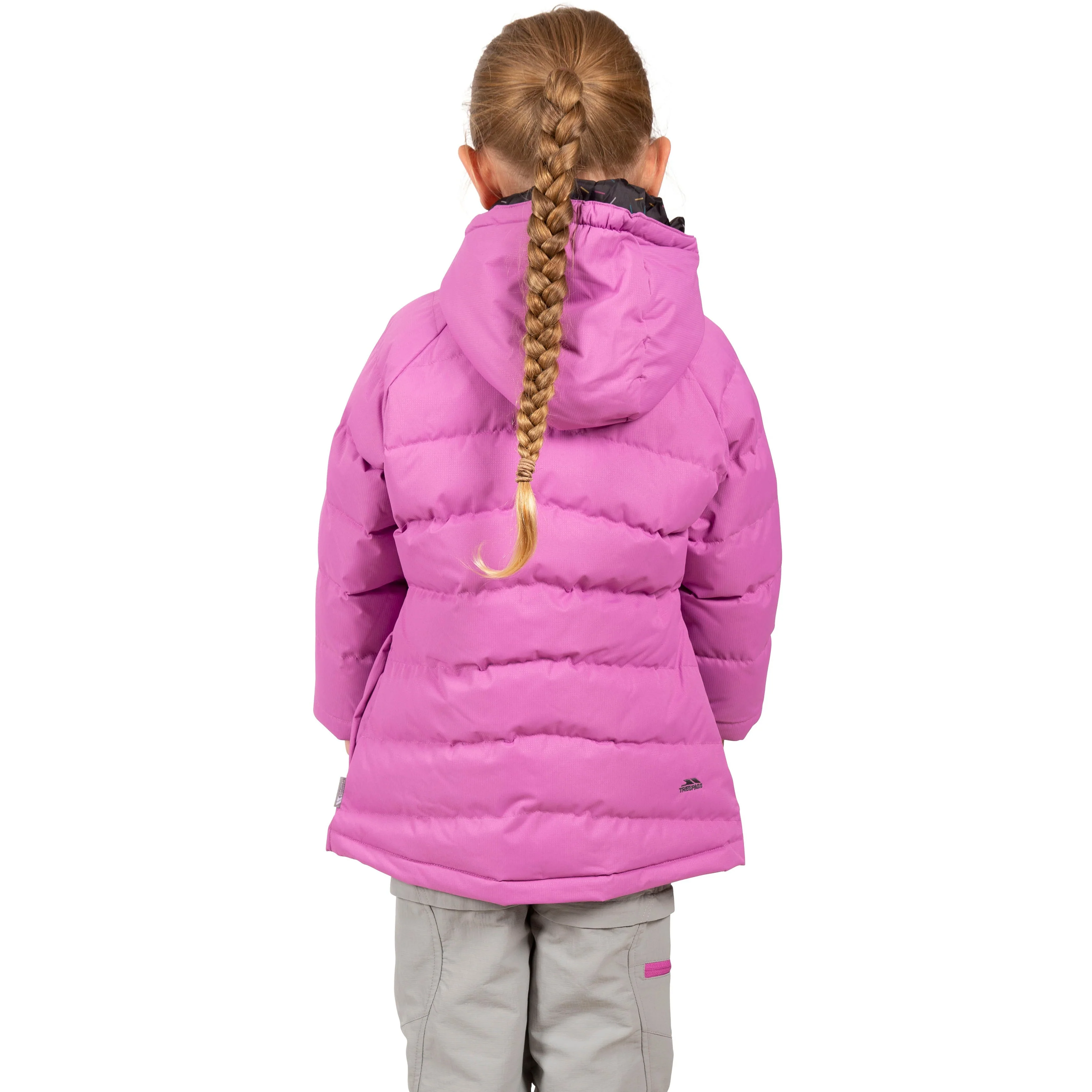 Amira Girls' Hooded Padded Jacket in Deep Pink - Image 3