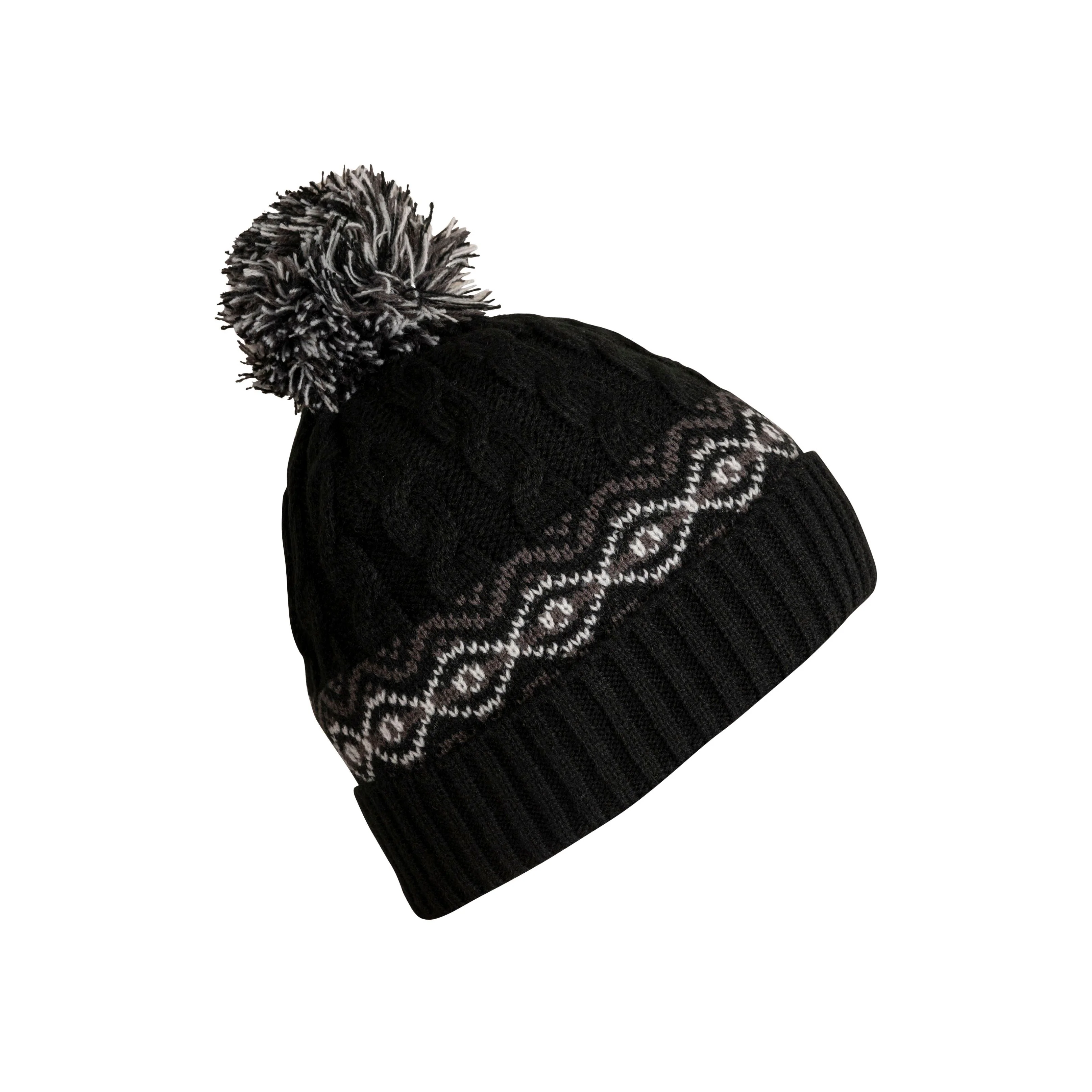 Andrews Mens Knitted Hat in Black / White - Image 2