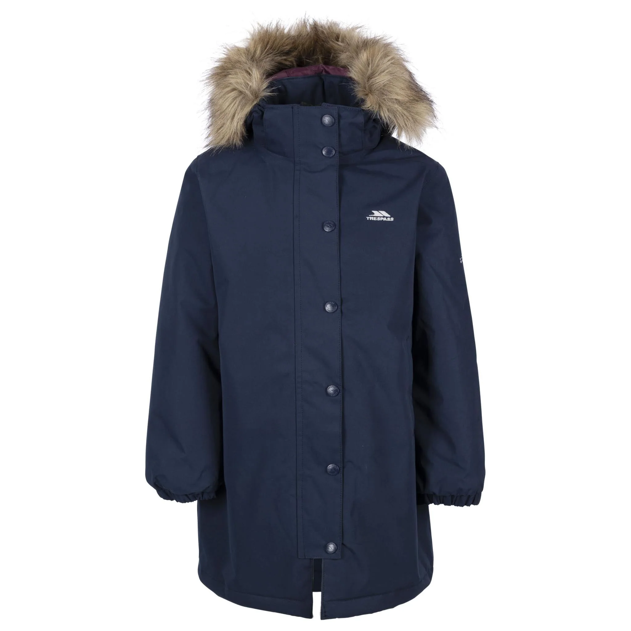 Astound Girls Padded Waterproof Rain Jacket in Navy
