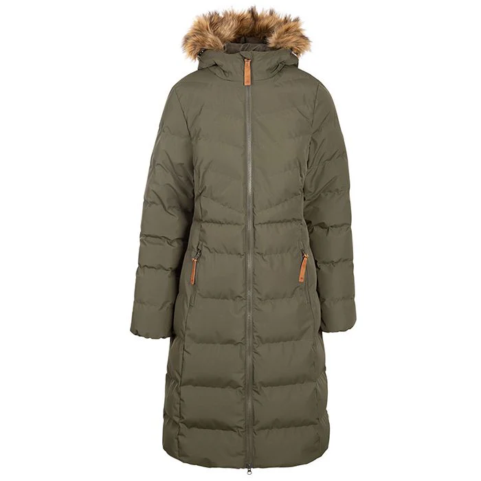 Audrey Women's Padded Long Length Jacket in Dark Vine - Image 4