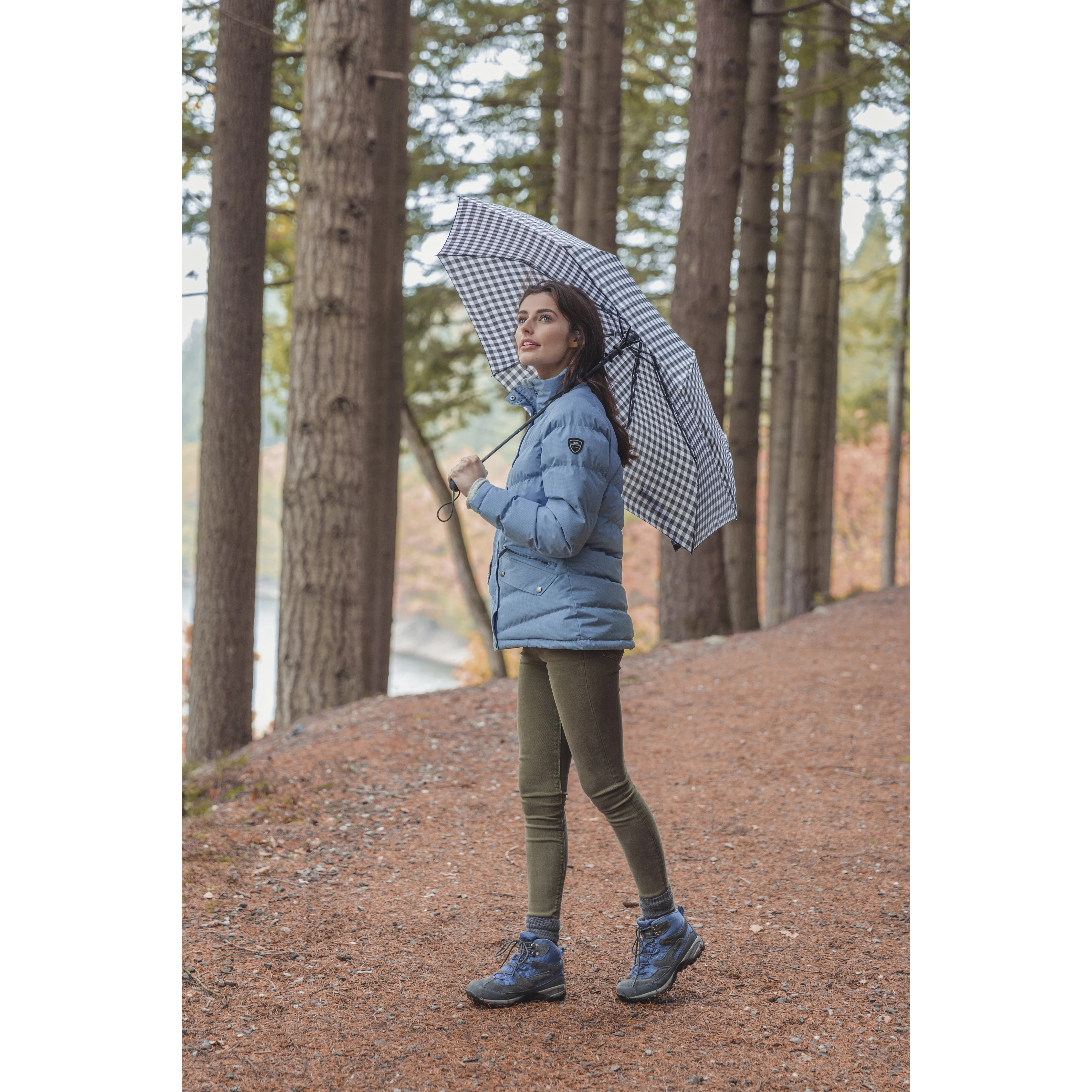 Brolli Compact Umbrella in Black Check - Image 4