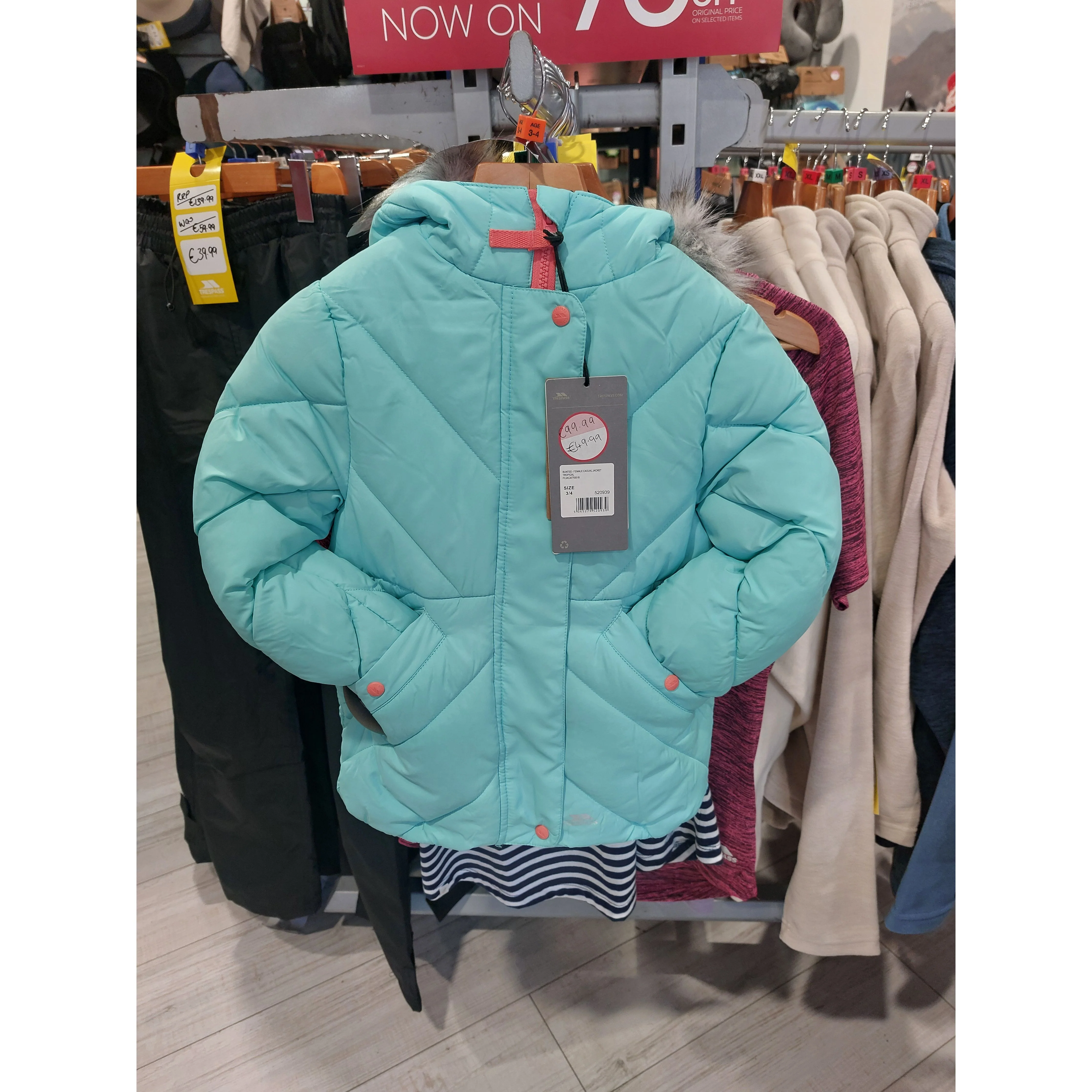 Buntee Girls' Water Resistant Padded Jacket in Tropical Blue - Image 3