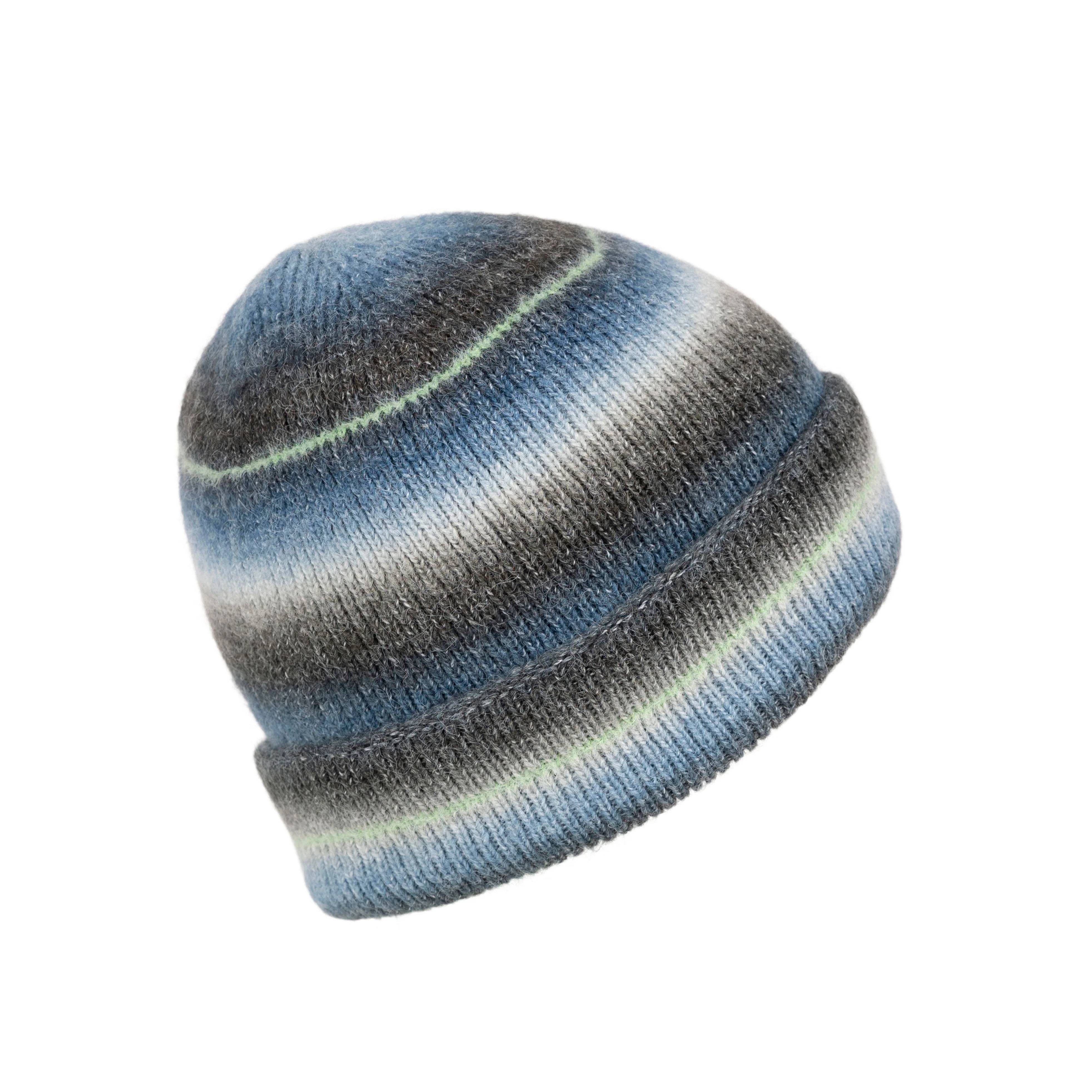 Chevron Adults Knitted Beanie Hat in Blue - Image 2