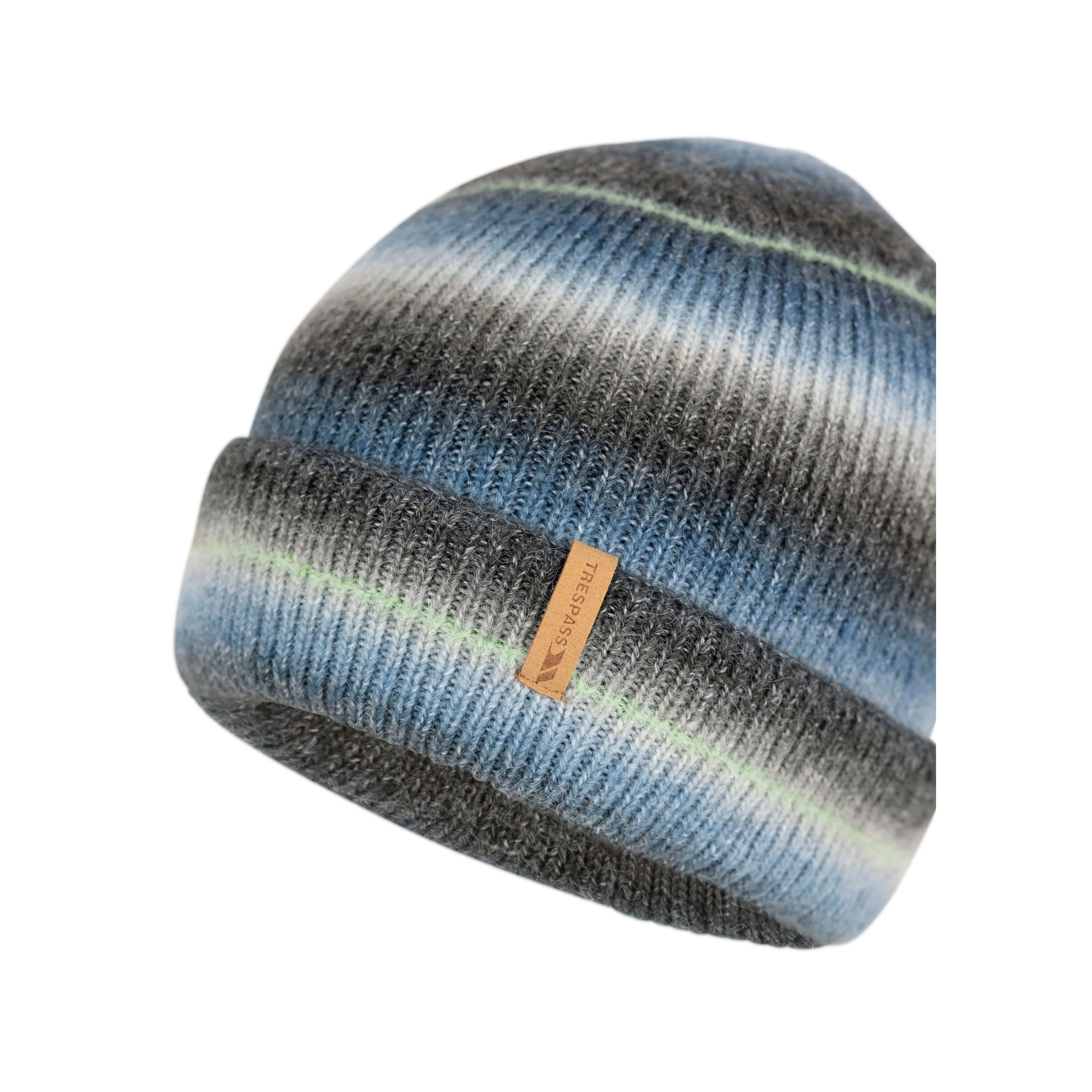 Chevron Adults Knitted Beanie Hat in Blue - Image 3