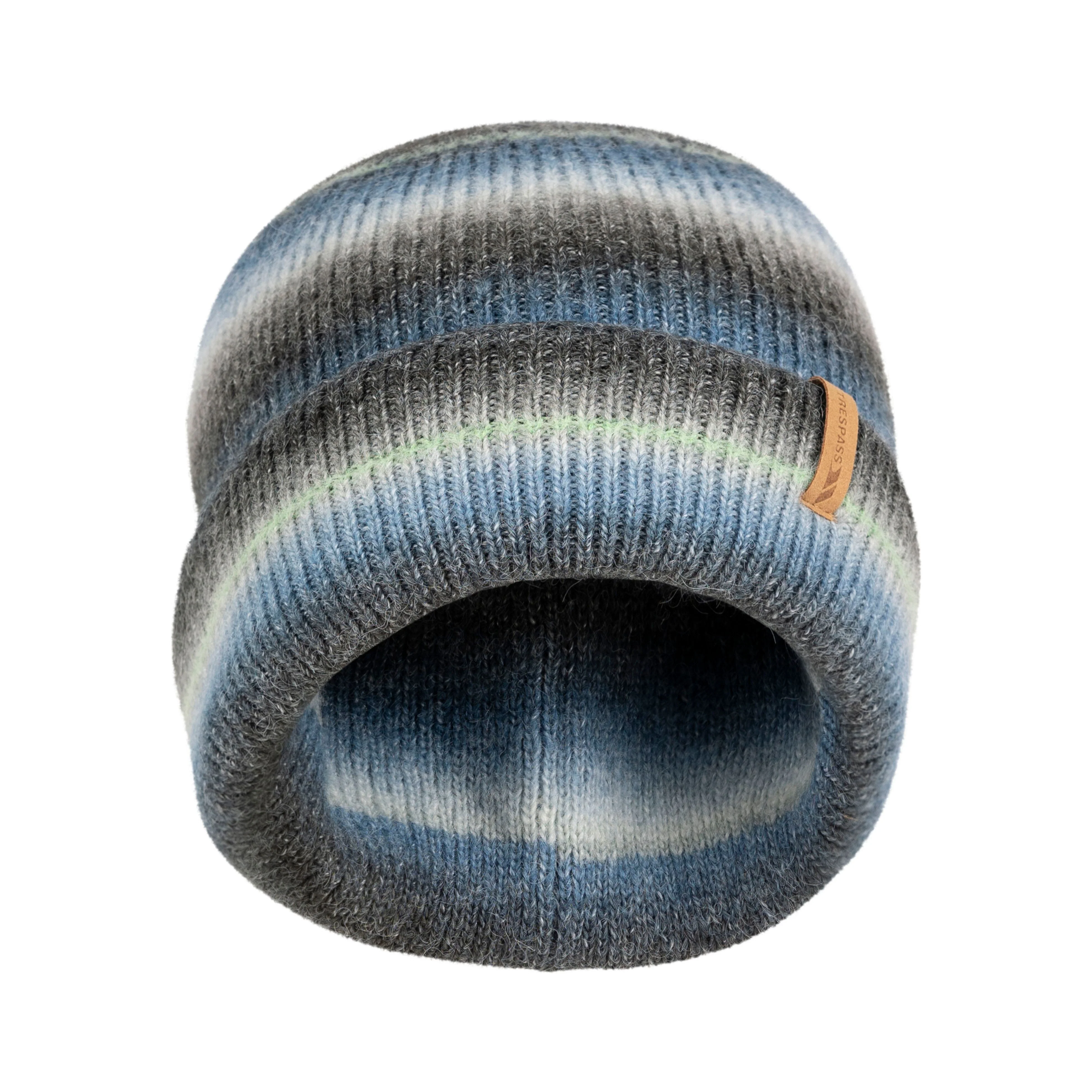 Chevron Adults Knitted Beanie Hat in Blue - Image 4
