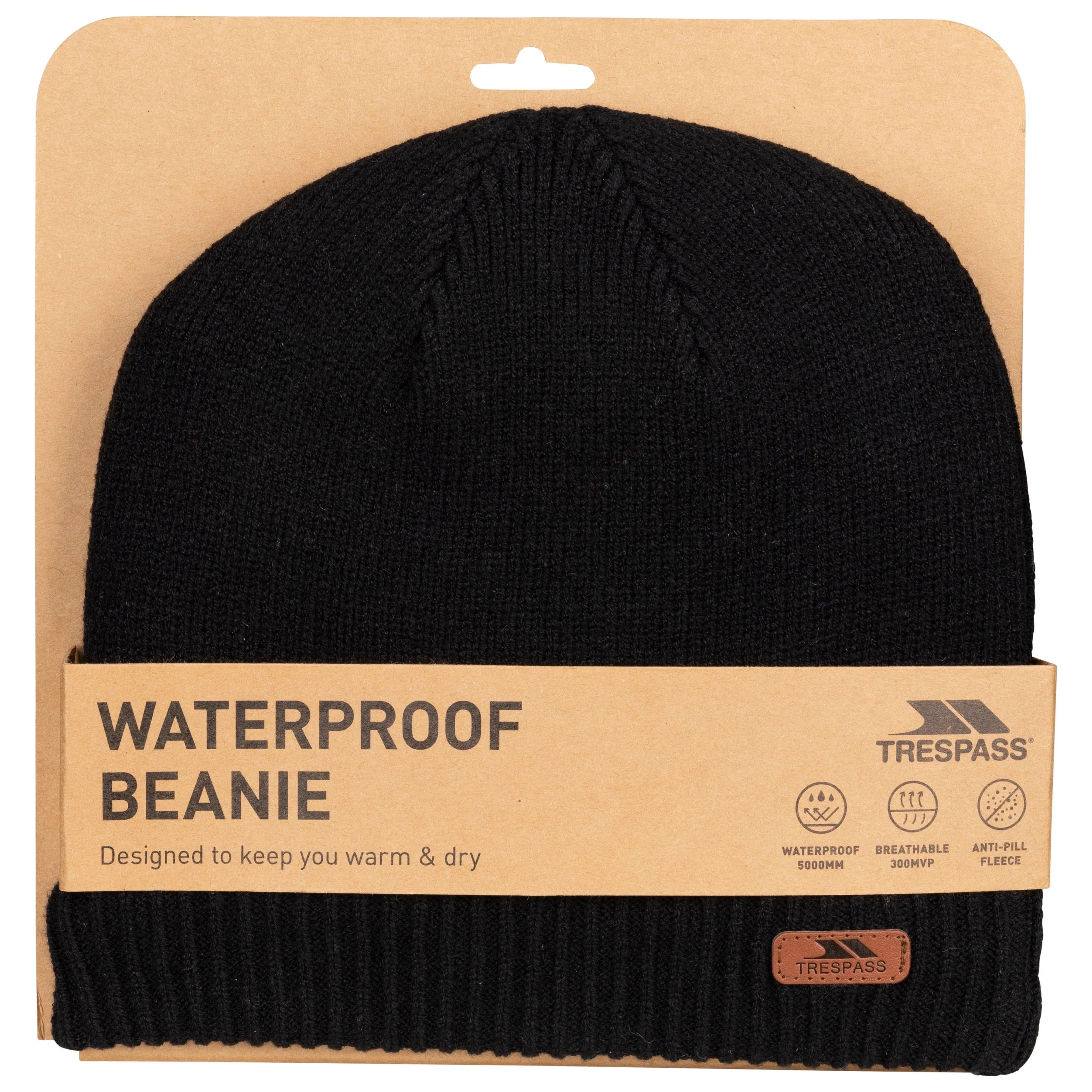 Chuck Waterproof Adults Black Knitted and Lined Beanie Hat - Image 2