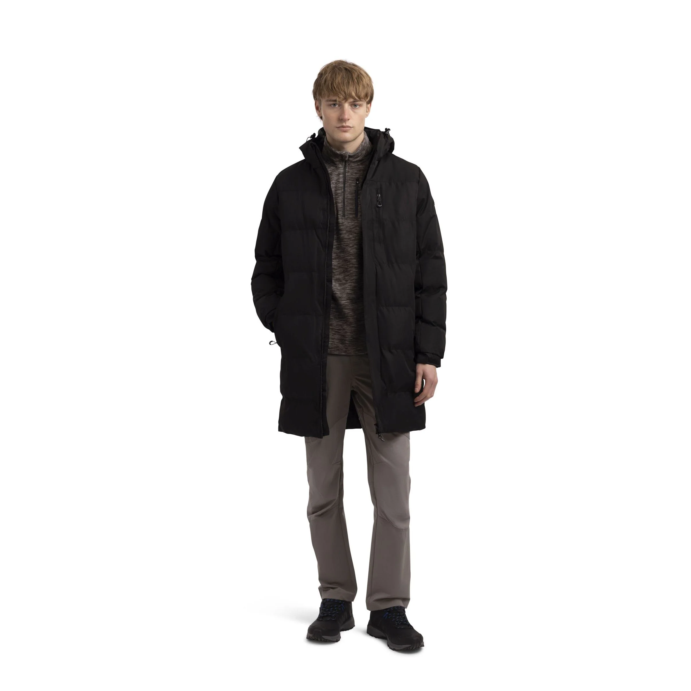 Clipster Mens Longer Padded Casual Jacket in Black - Image 3
