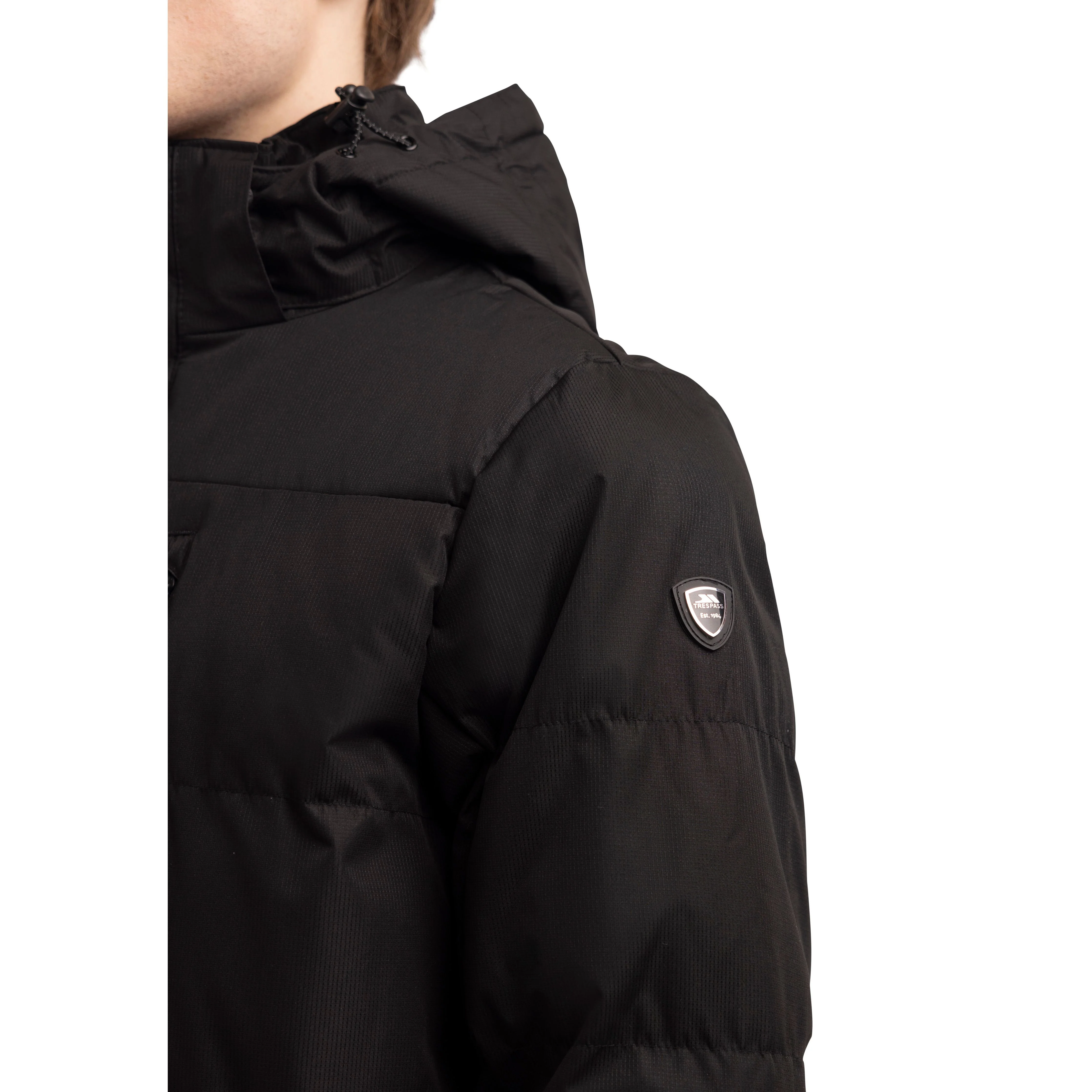 Clipster Mens Longer Padded Casual Jacket in Black - Image 8