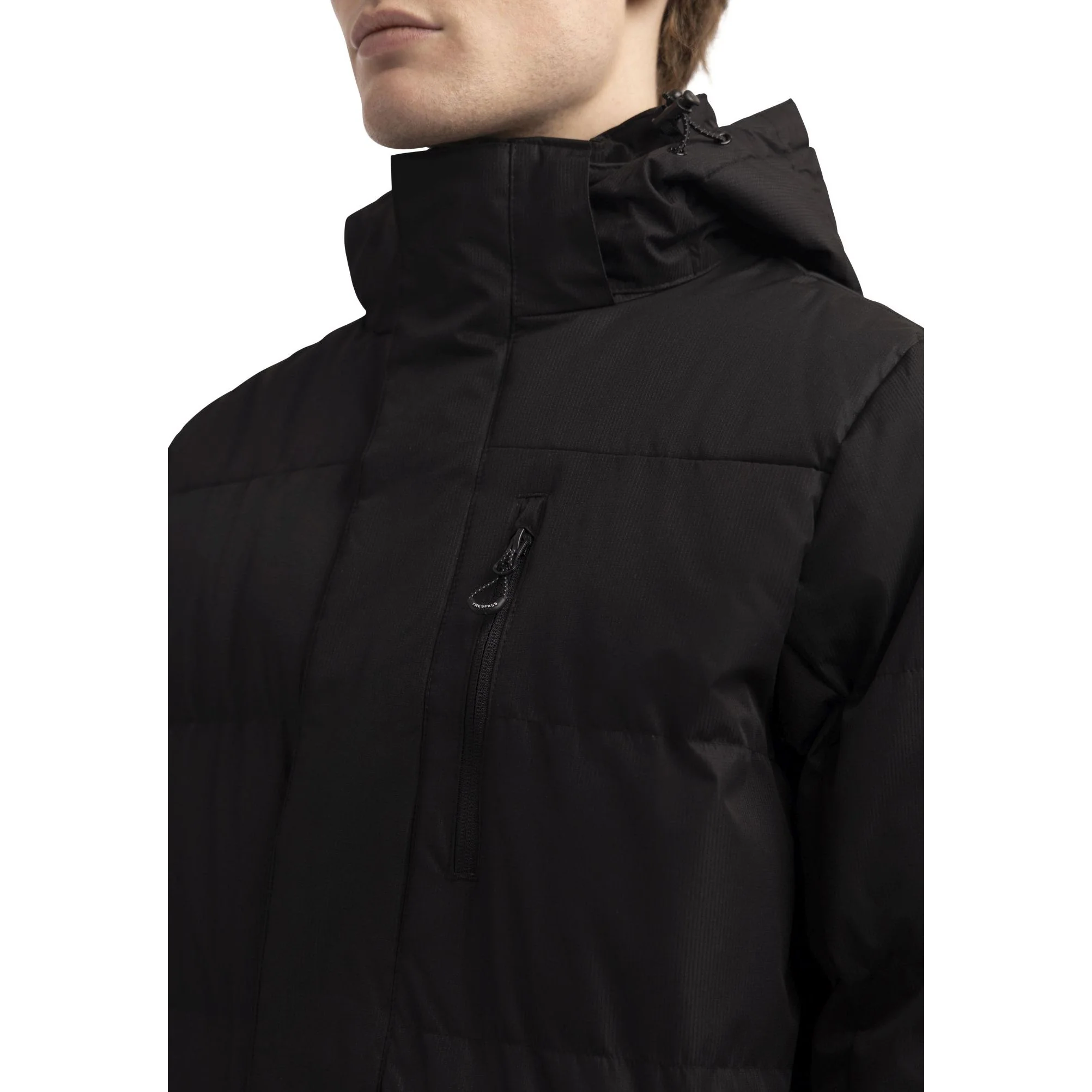 Clipster Mens Longer Padded Casual Jacket in Black - Image 9