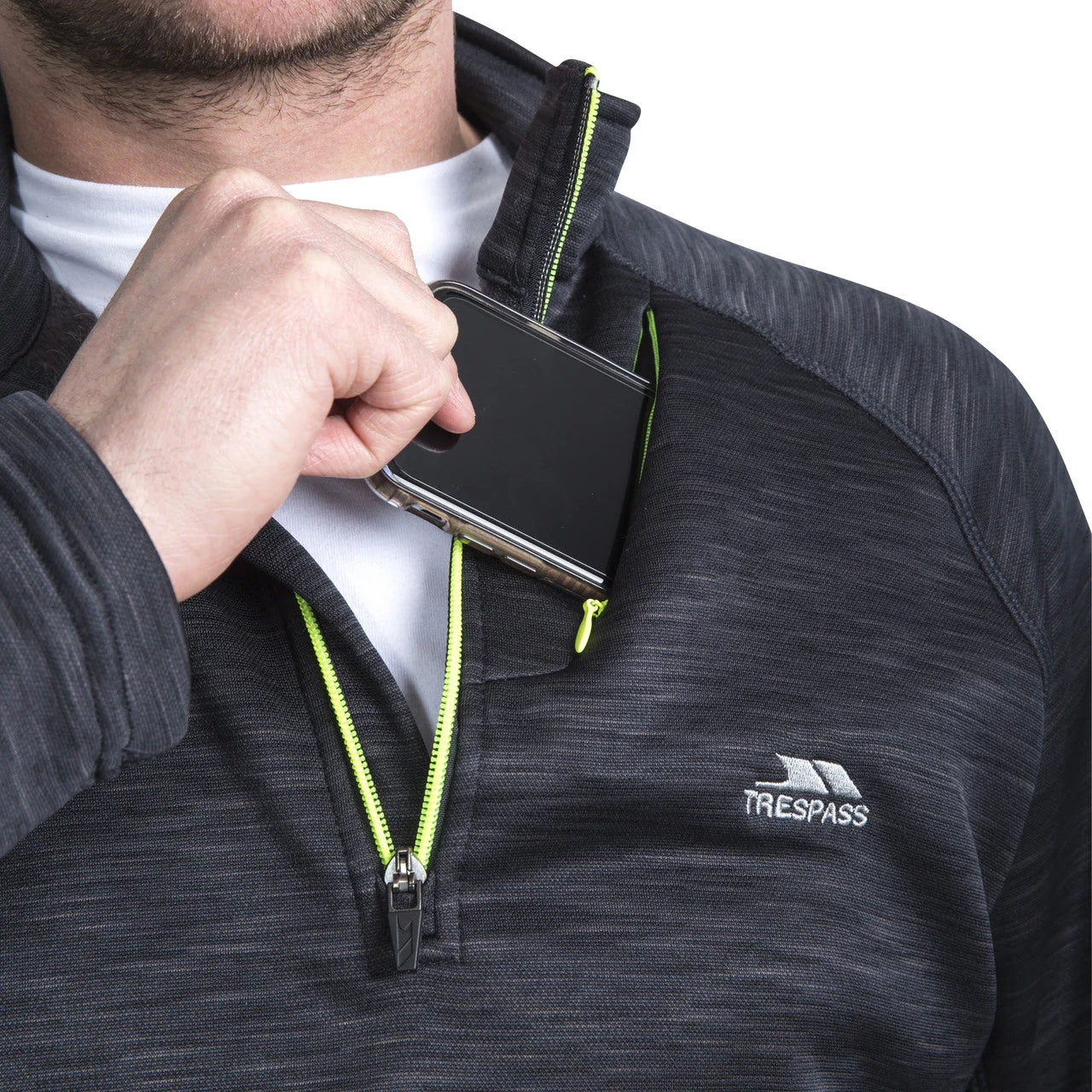 Collins Mens Half Zip Fleece Jumper in Black Marl - Image 7