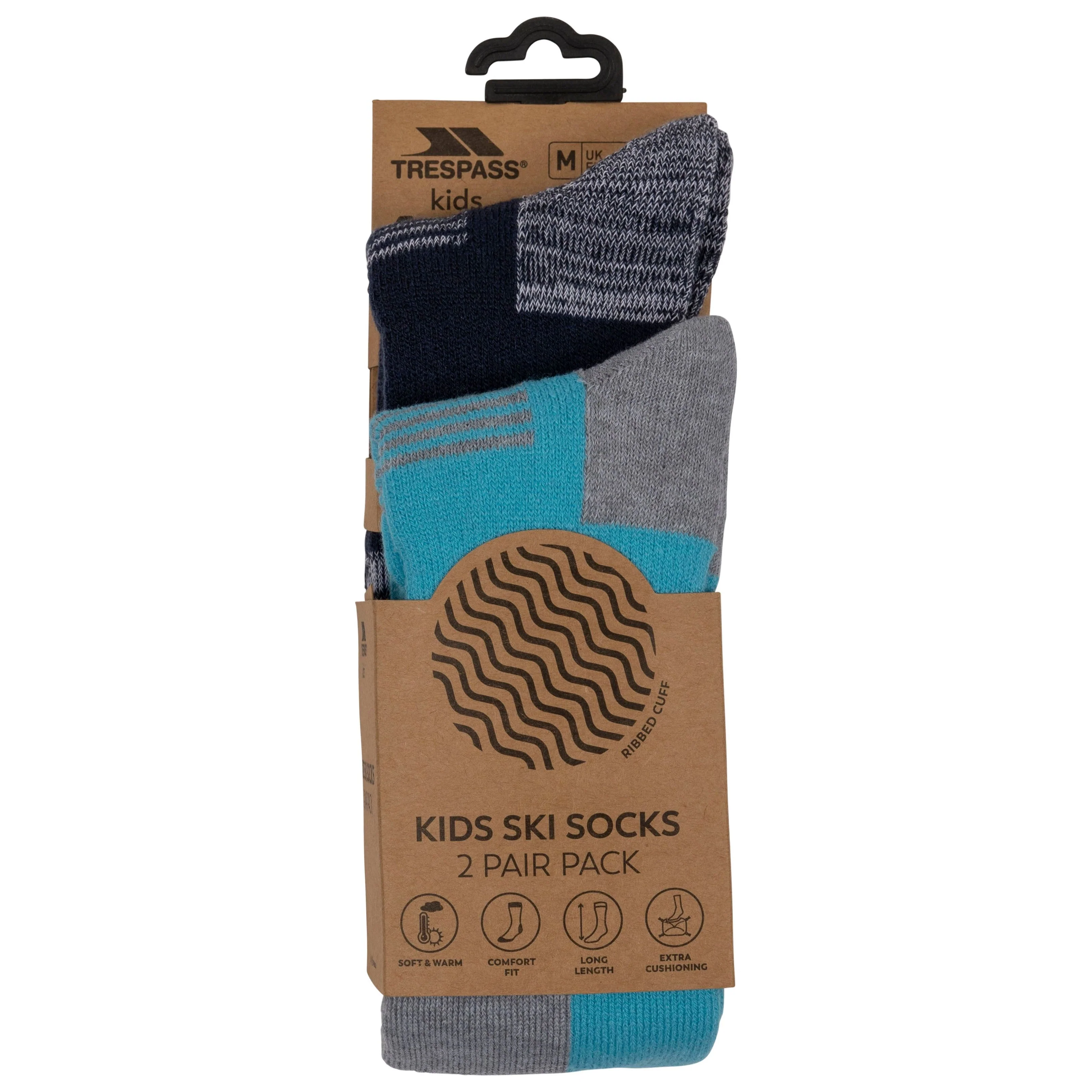 Convex Kids Unisex Ski Socks (2 Pair Pack) in Navy / Cyber Blue - Image 2