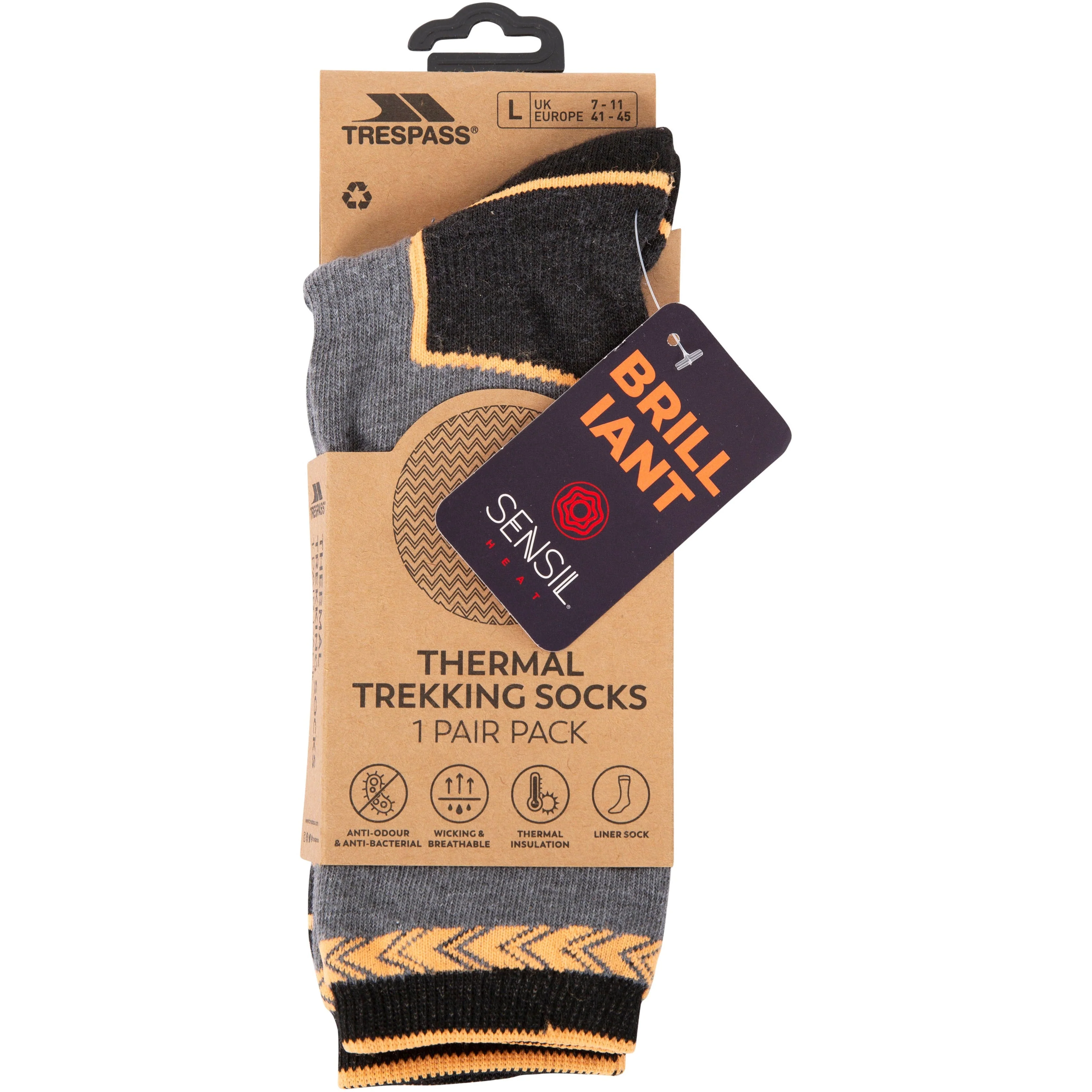Cortado Adults Thermal Trekking Sock in Black Marl - Image 4