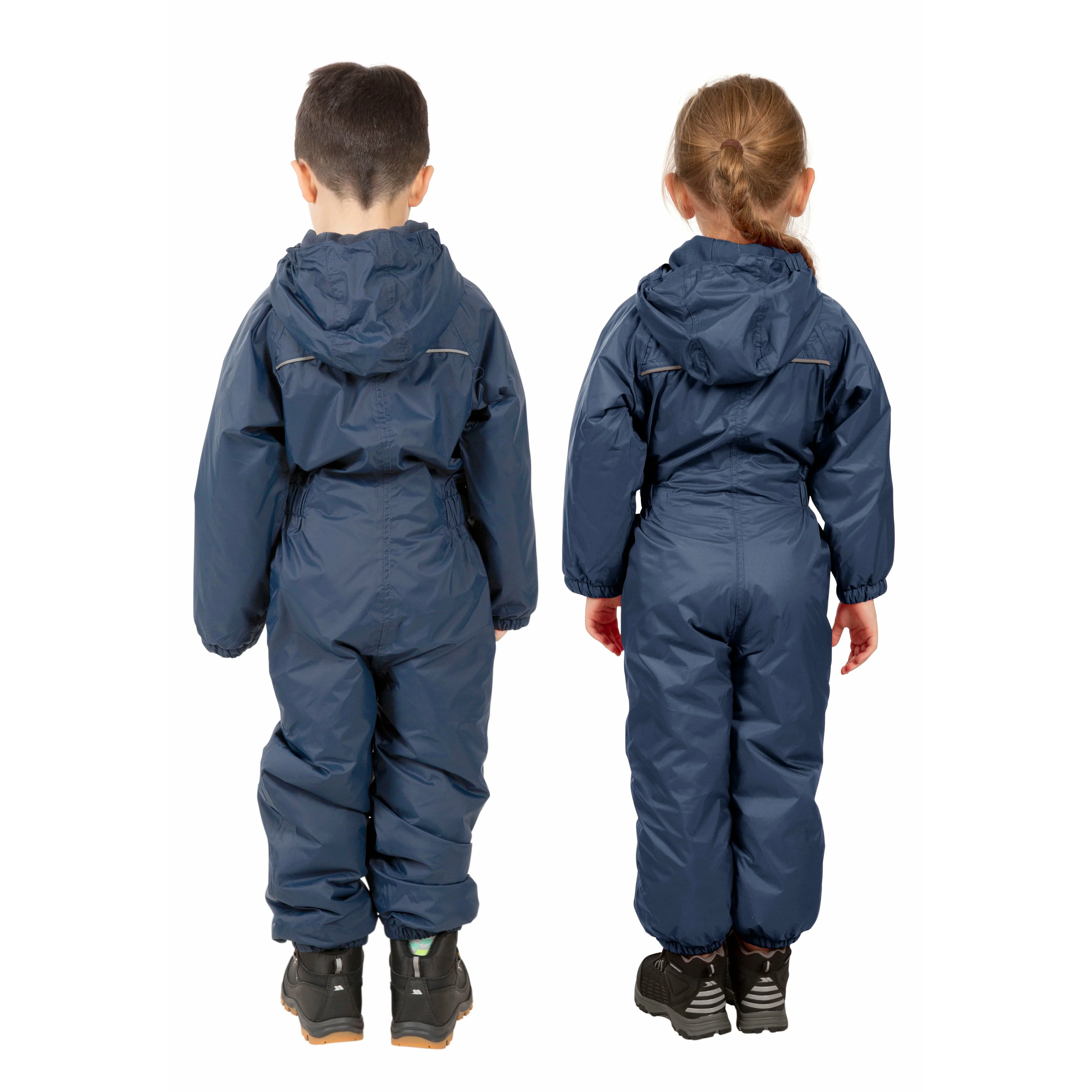 DripDrop Childs Padded Waterproof Puddle Suit in Navy - Image 3