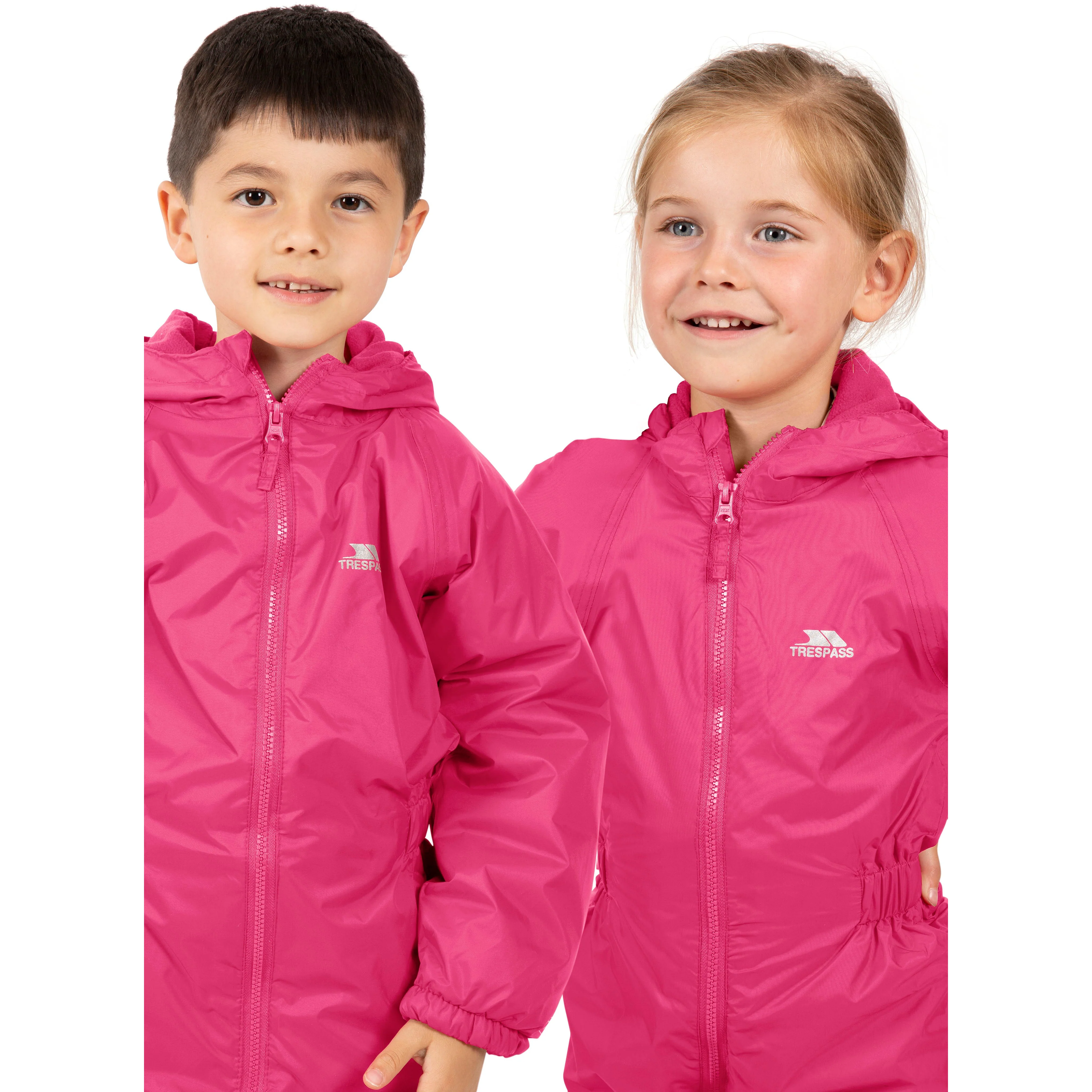 Dripdrop Trespass Padded Waterproof Childs Puddle Suit in Pink - Image 3