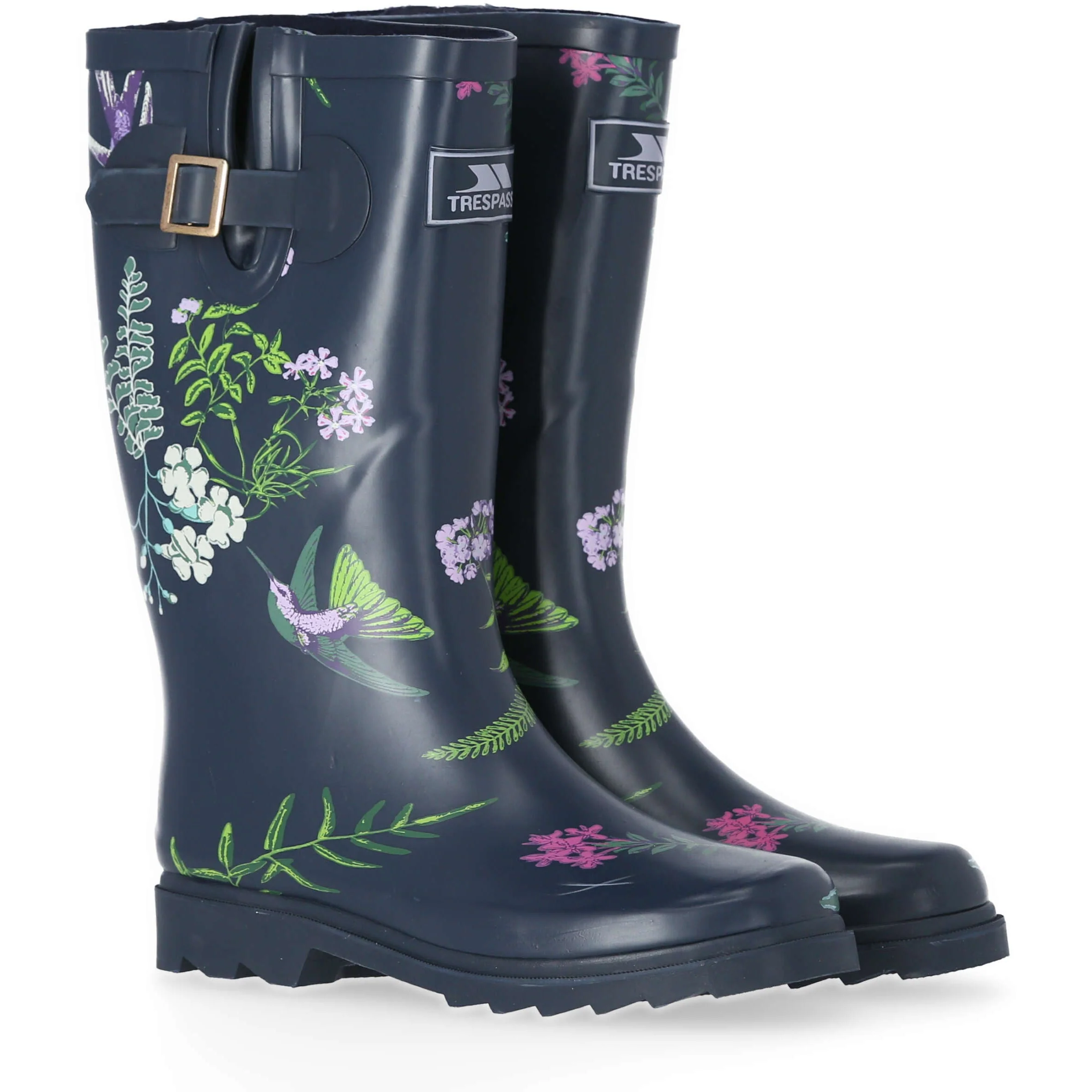 Elena Women's Patterned Wellies in Humming Bird Print