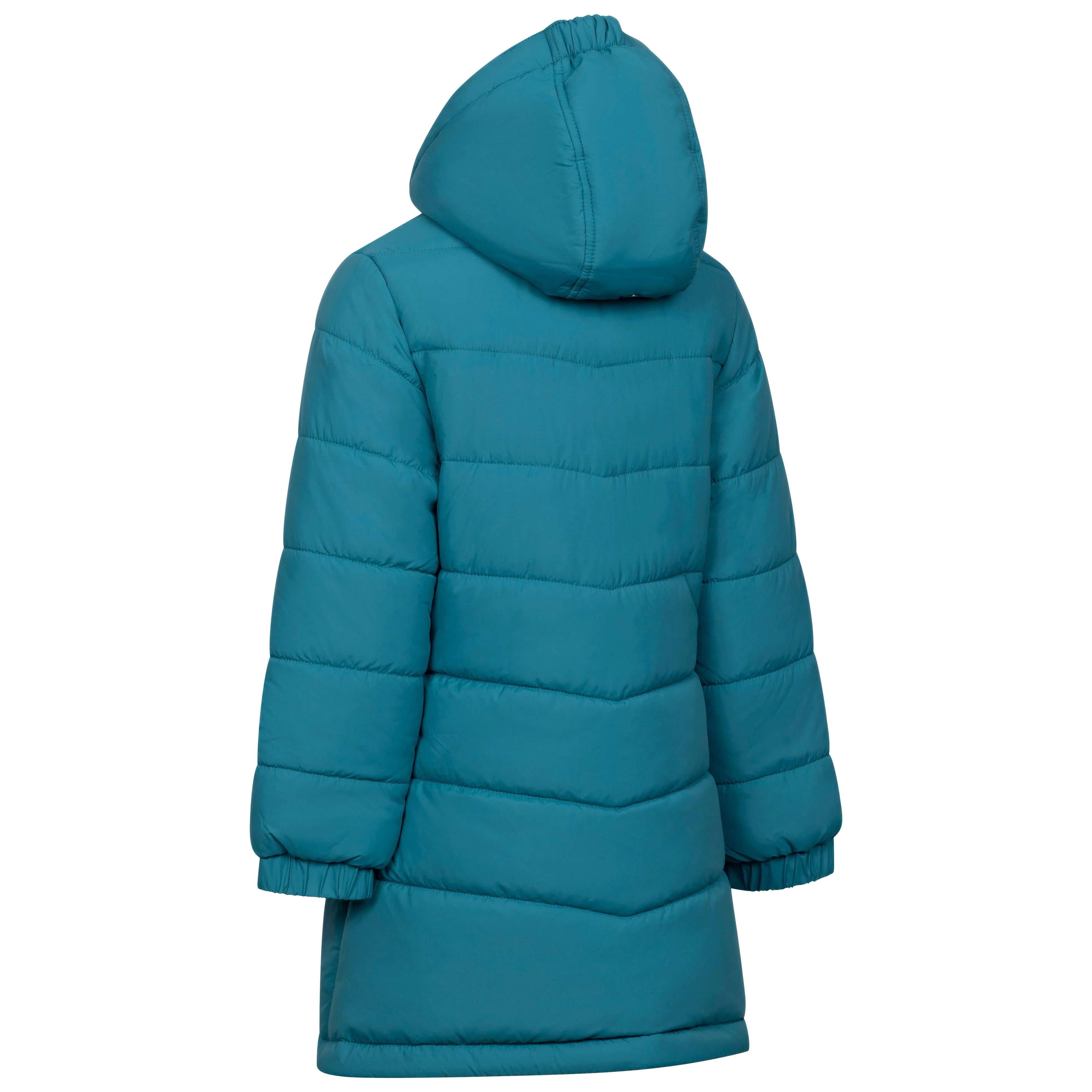 Ellster Girls' Water Resistant Longer Length Padded Jacket in Light Teal - Image 6