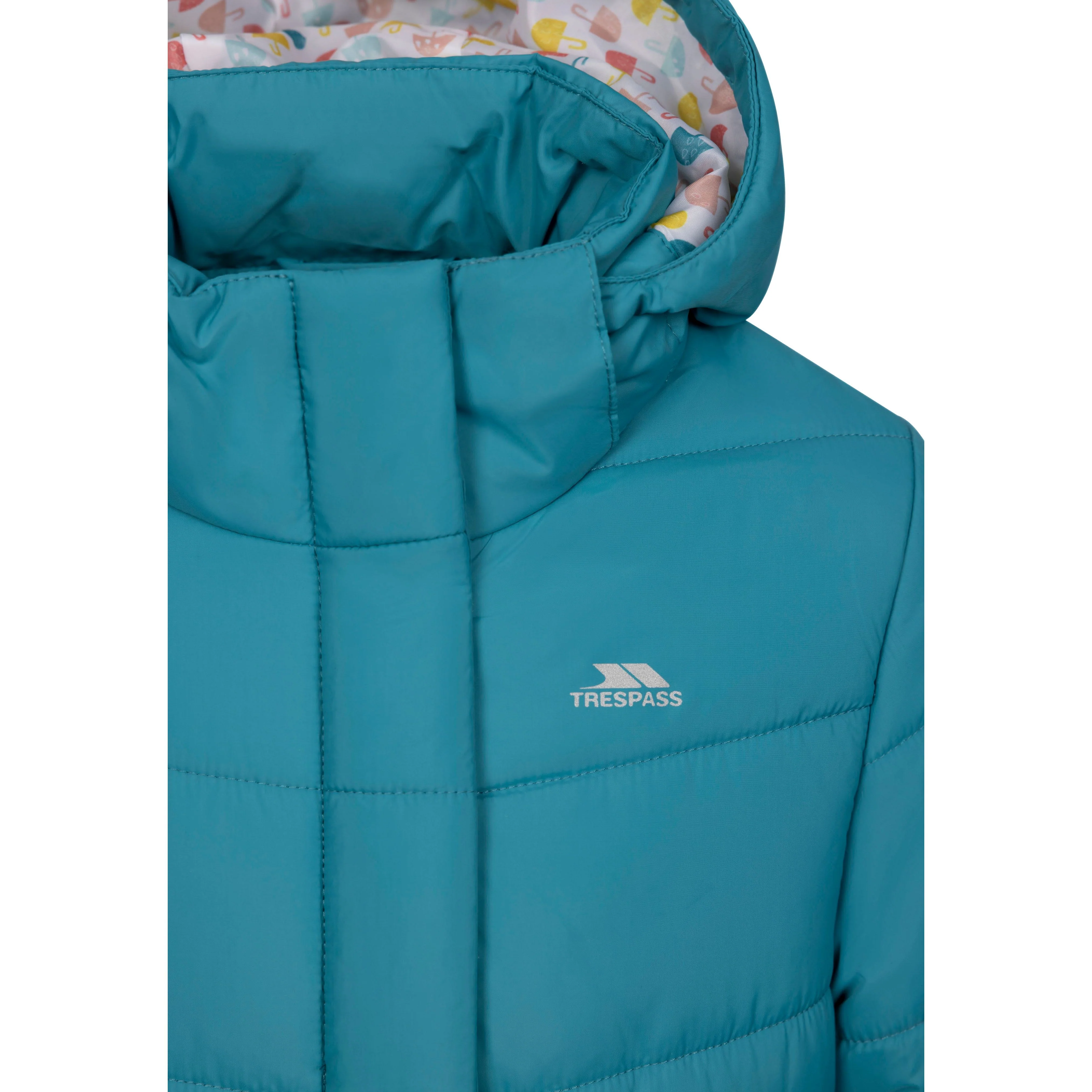 Ellster Girls' Water Resistant Longer Length Padded Jacket in Light Teal - Image 7