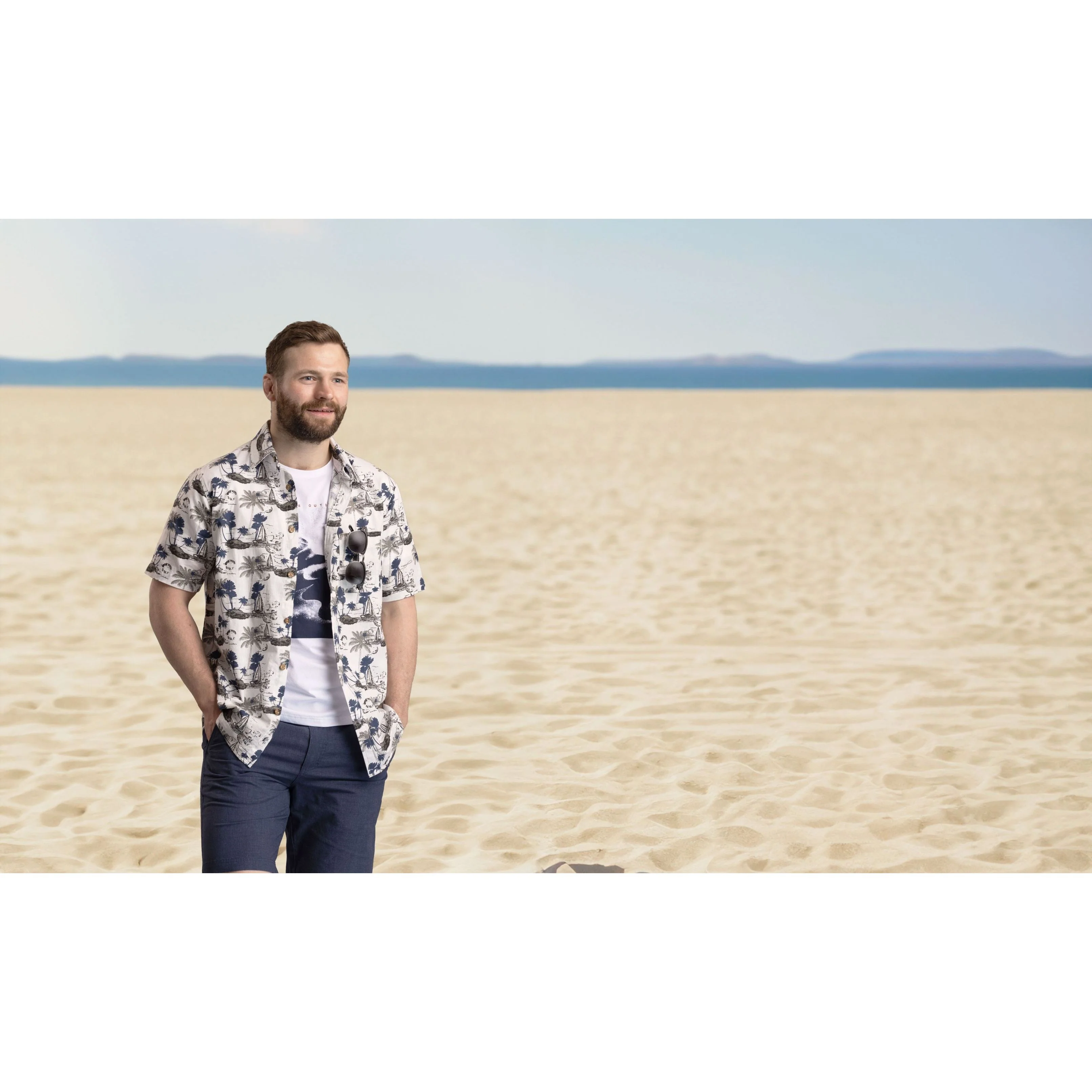 Frantom Mens Casual Shirt in Off White Print - Image 4