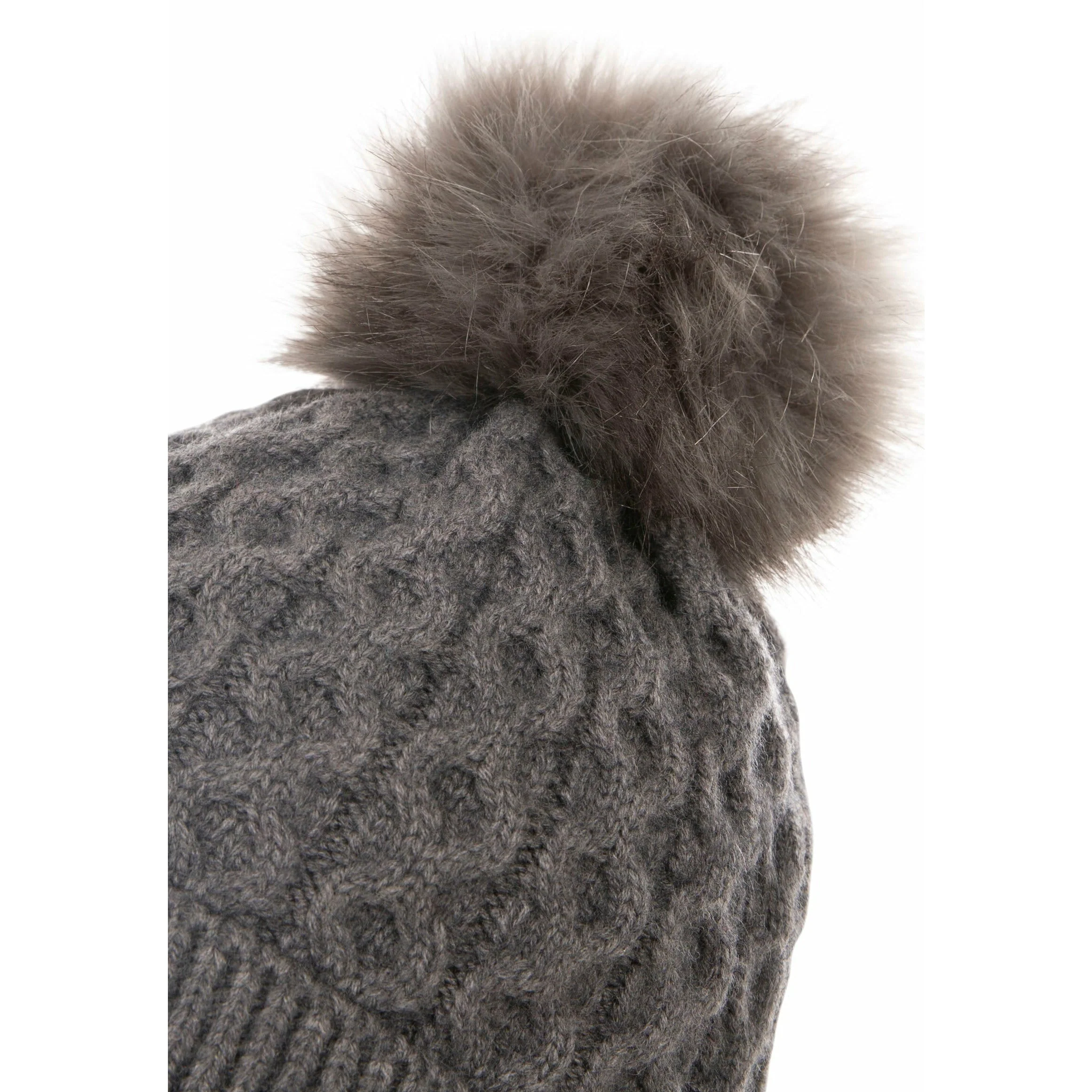 Freja Women's Chunky Knitted Hat in Dark Grey - Image 4