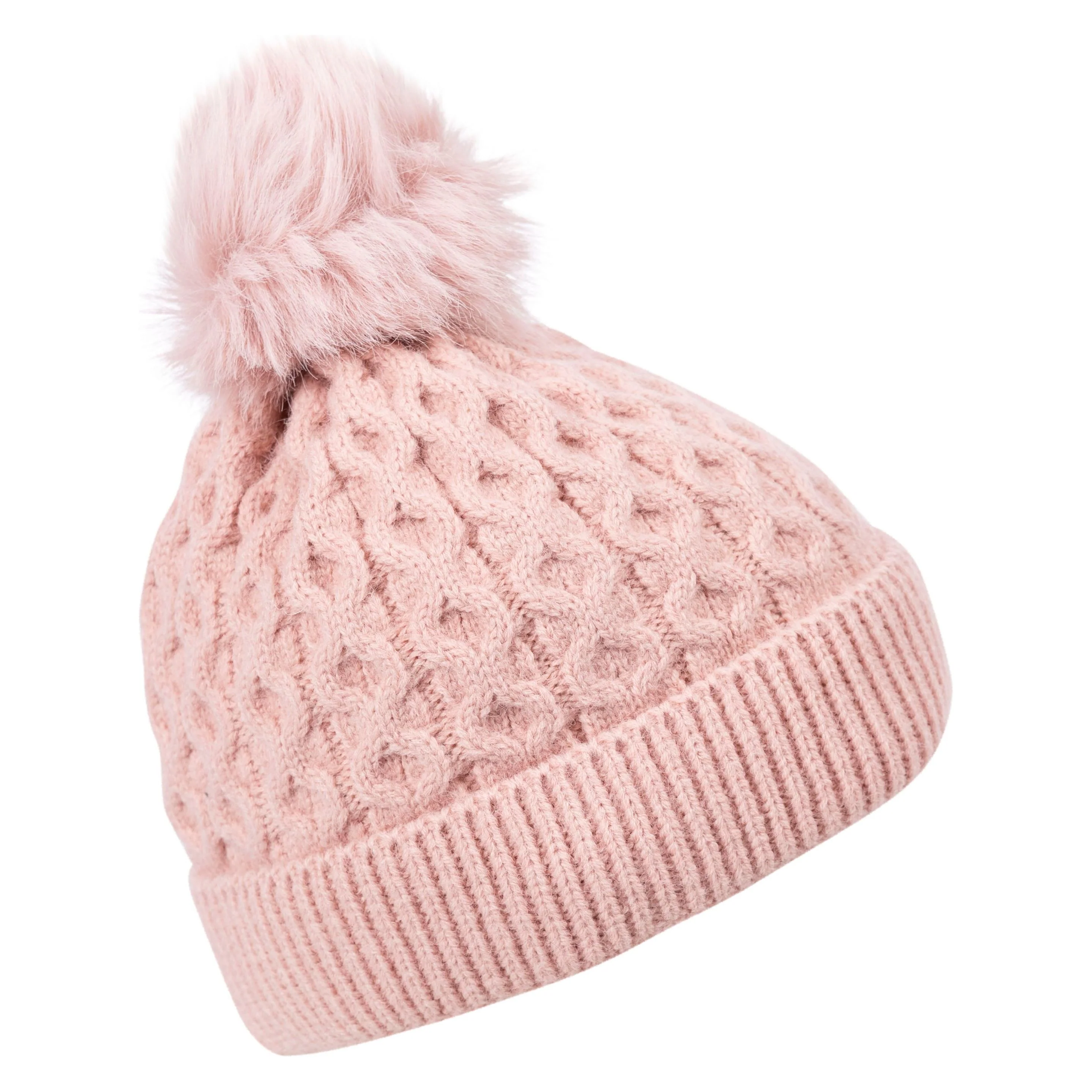Freja Women's Chunky Knitted Hat in Misty Rose - Image 4