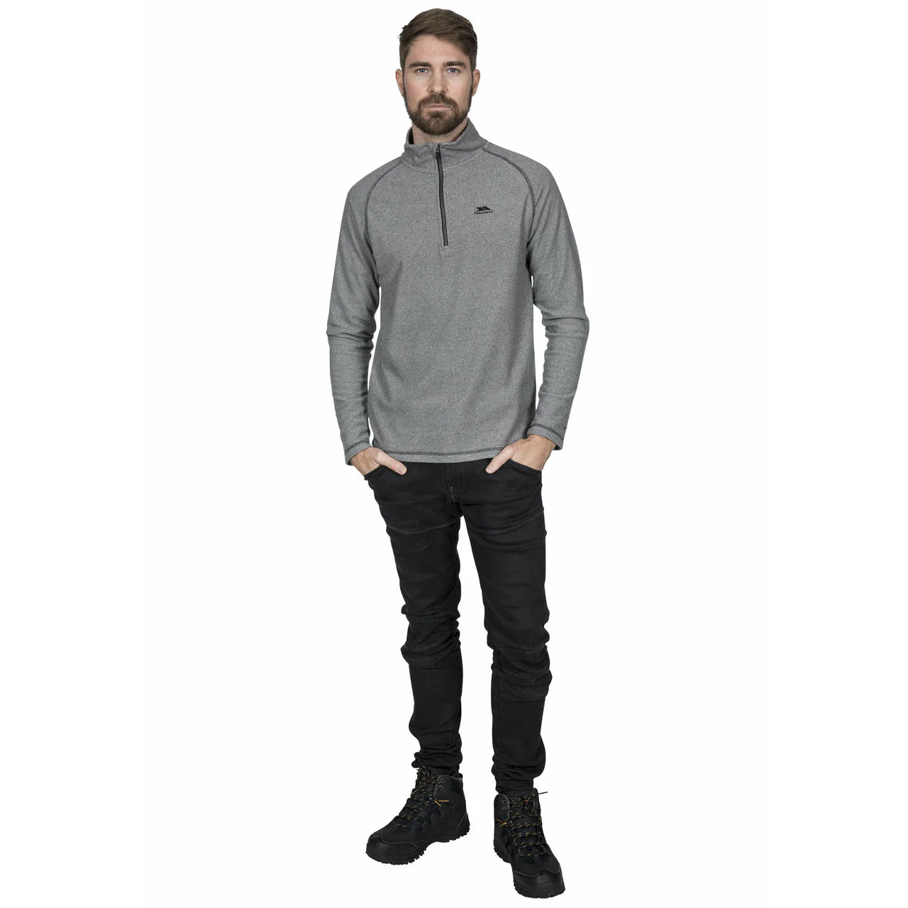 Keynote Mens Half Zip Fleece Top in Black / Grey - Image 5