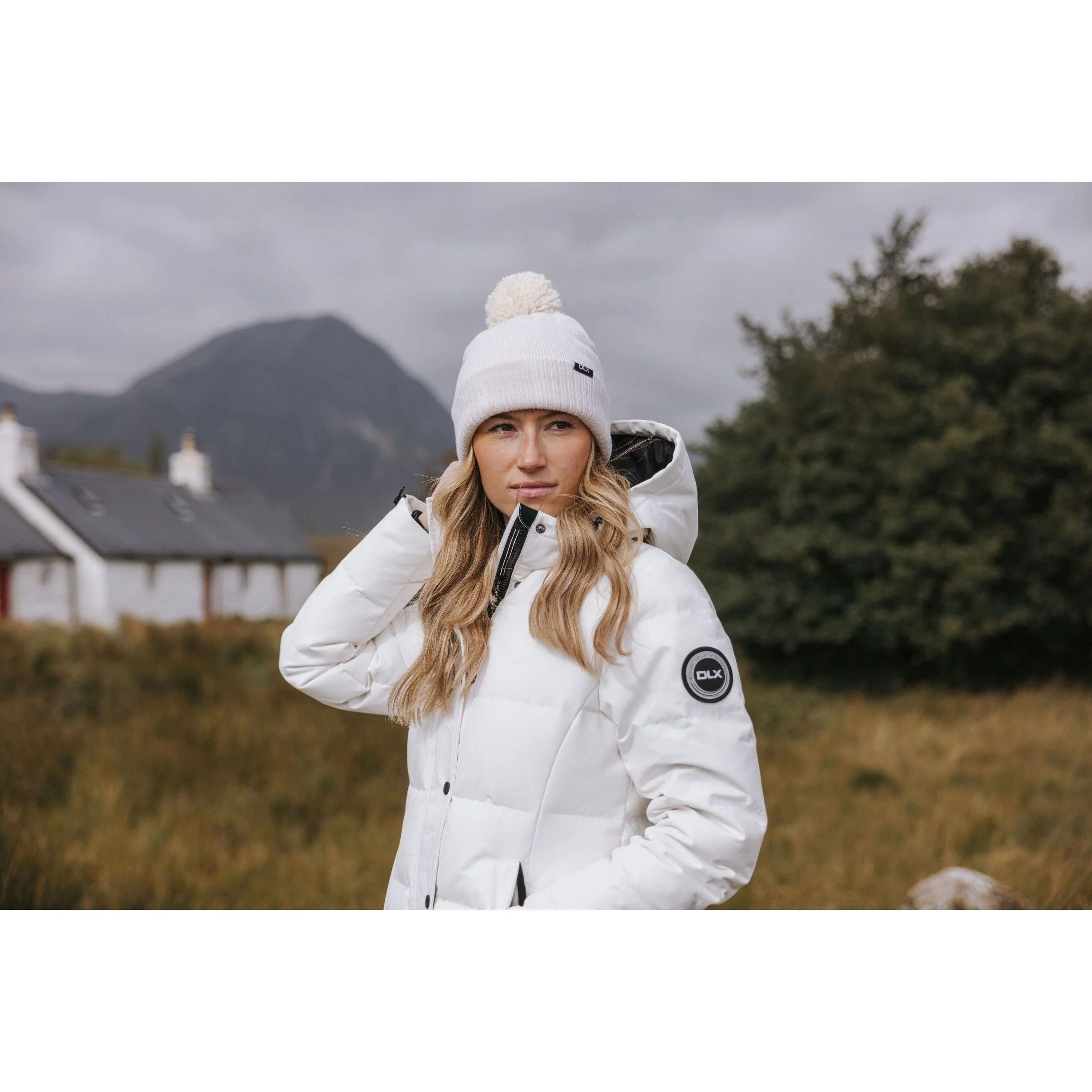 Lainey Women's DLX Longer Length Waterproof Down Jacket in White - Image 3