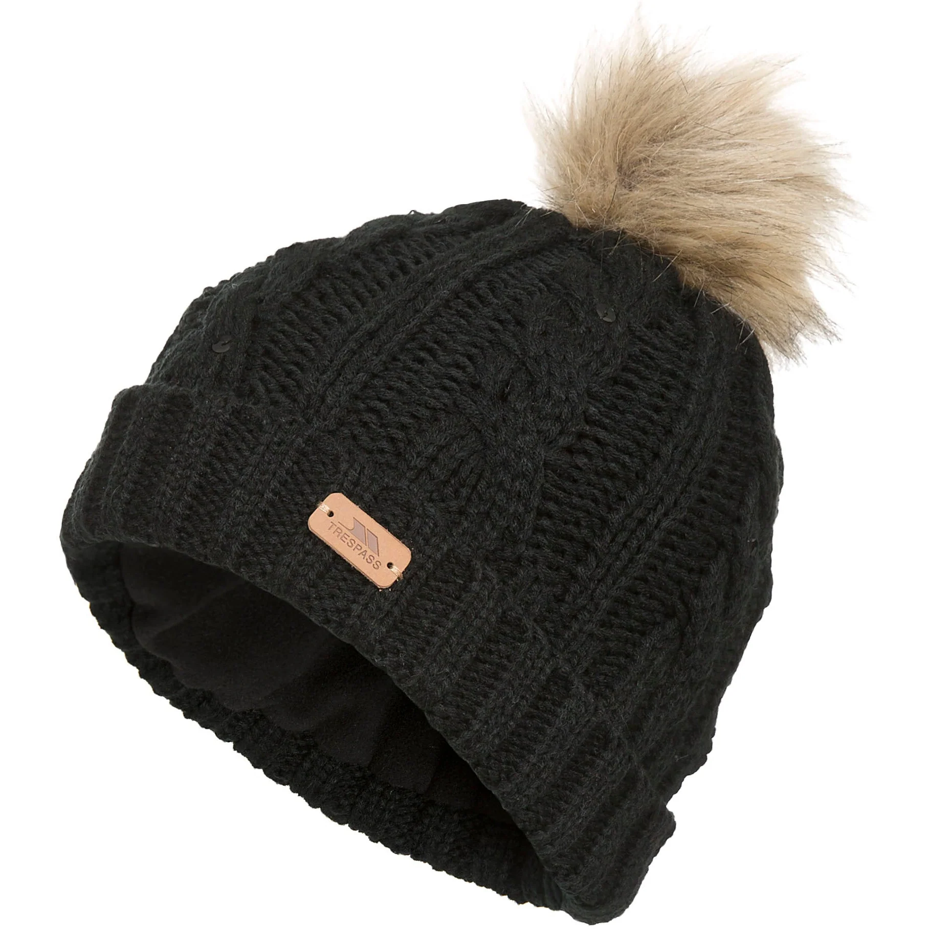 LILLIA WOMEN'S KNITTED BOBBLE HAT - BLACK