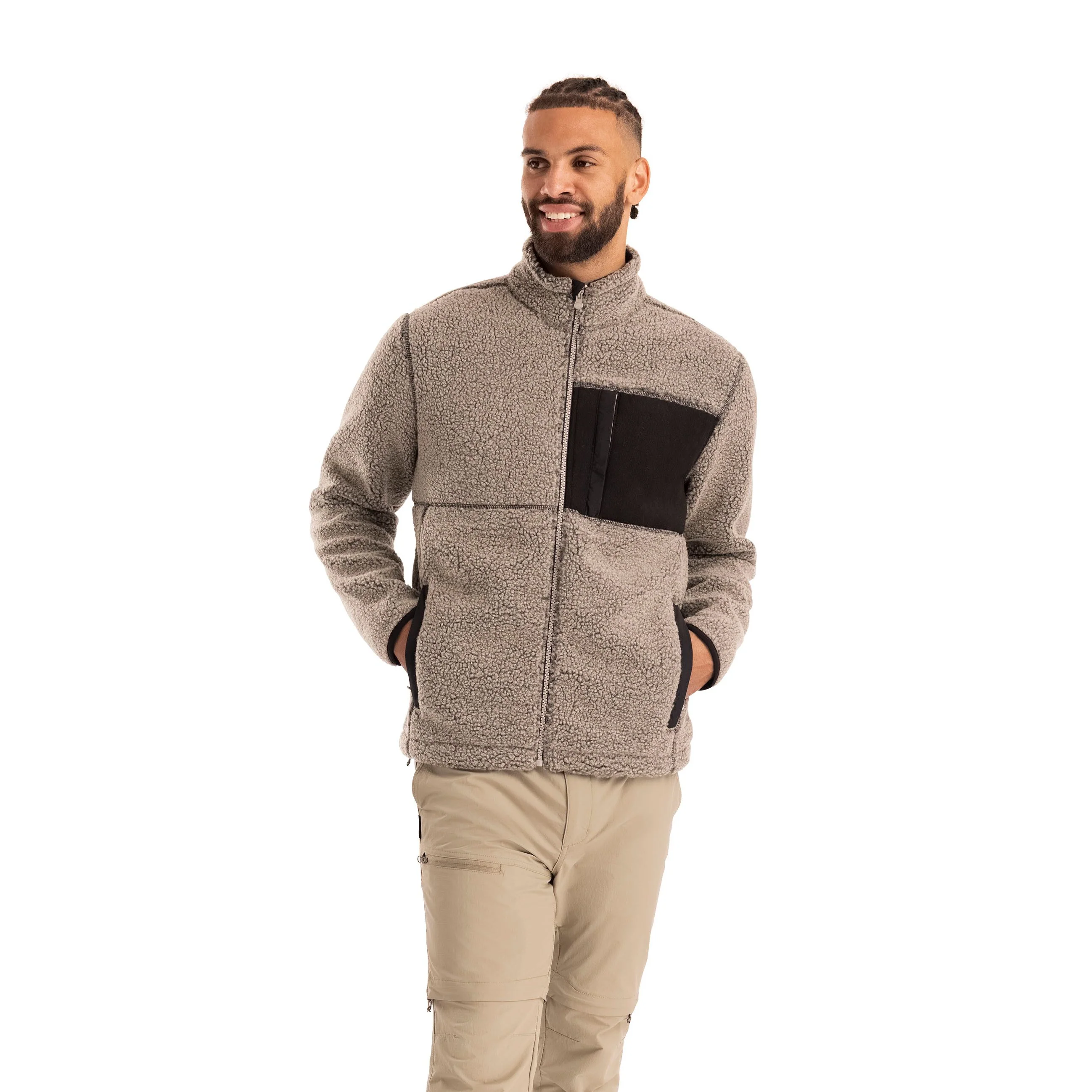 Maclarenton Men's Full Zip Fleece in Beige Marl - Image 3