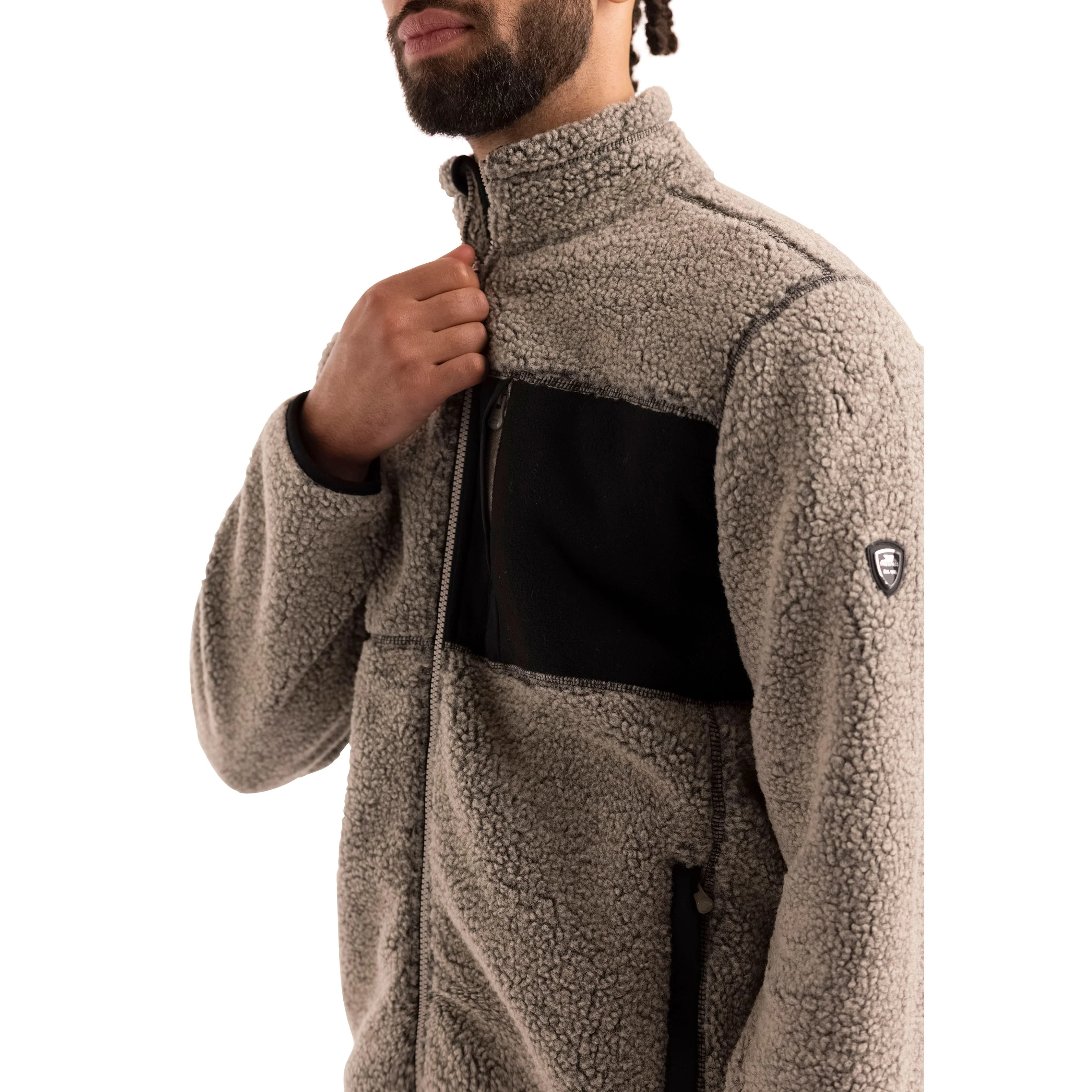 Maclarenton Men's Full Zip Fleece in Beige Marl - Image 4