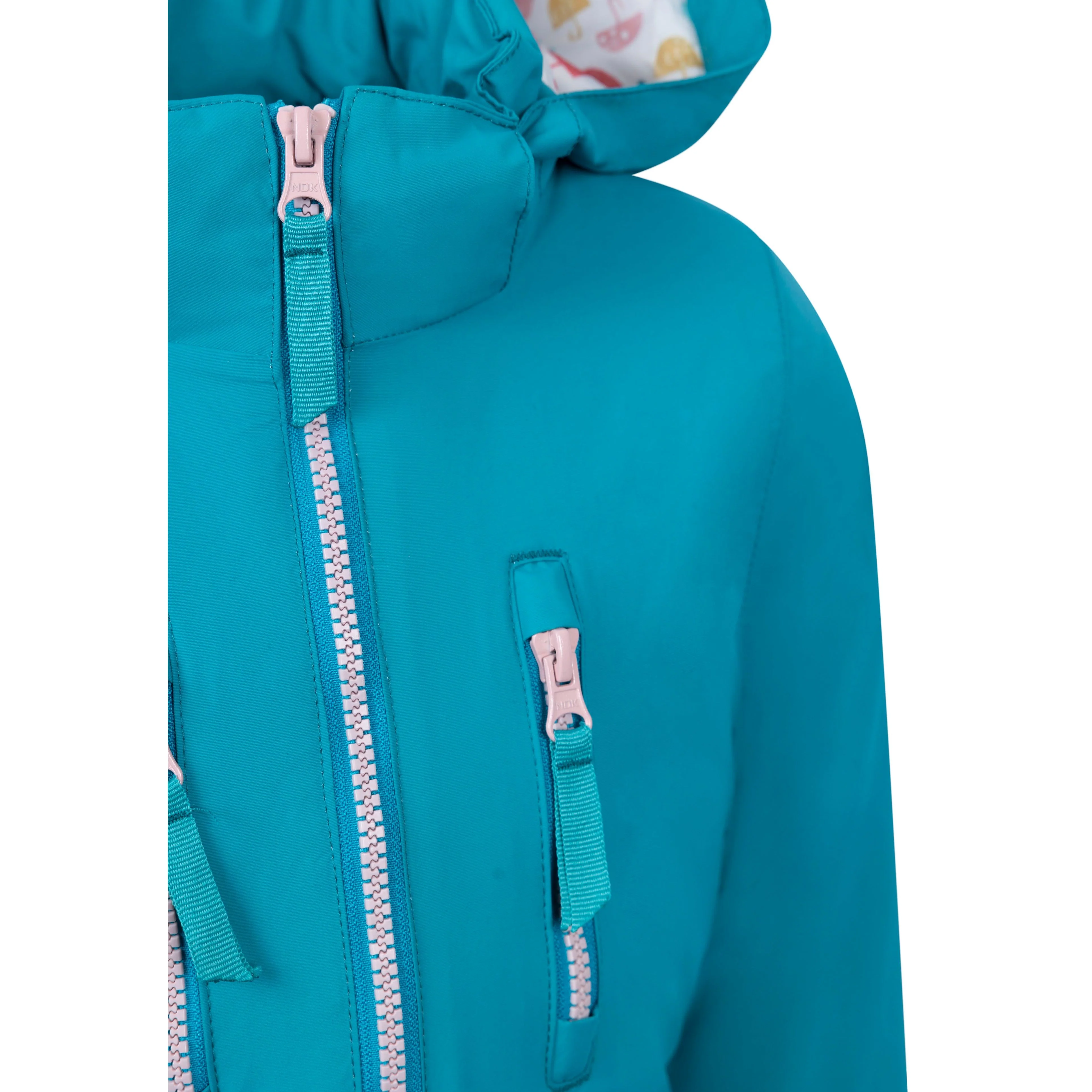 Marybank Girls' WaterProof Longer Length Padded Jacket in Light Teal - Image 3