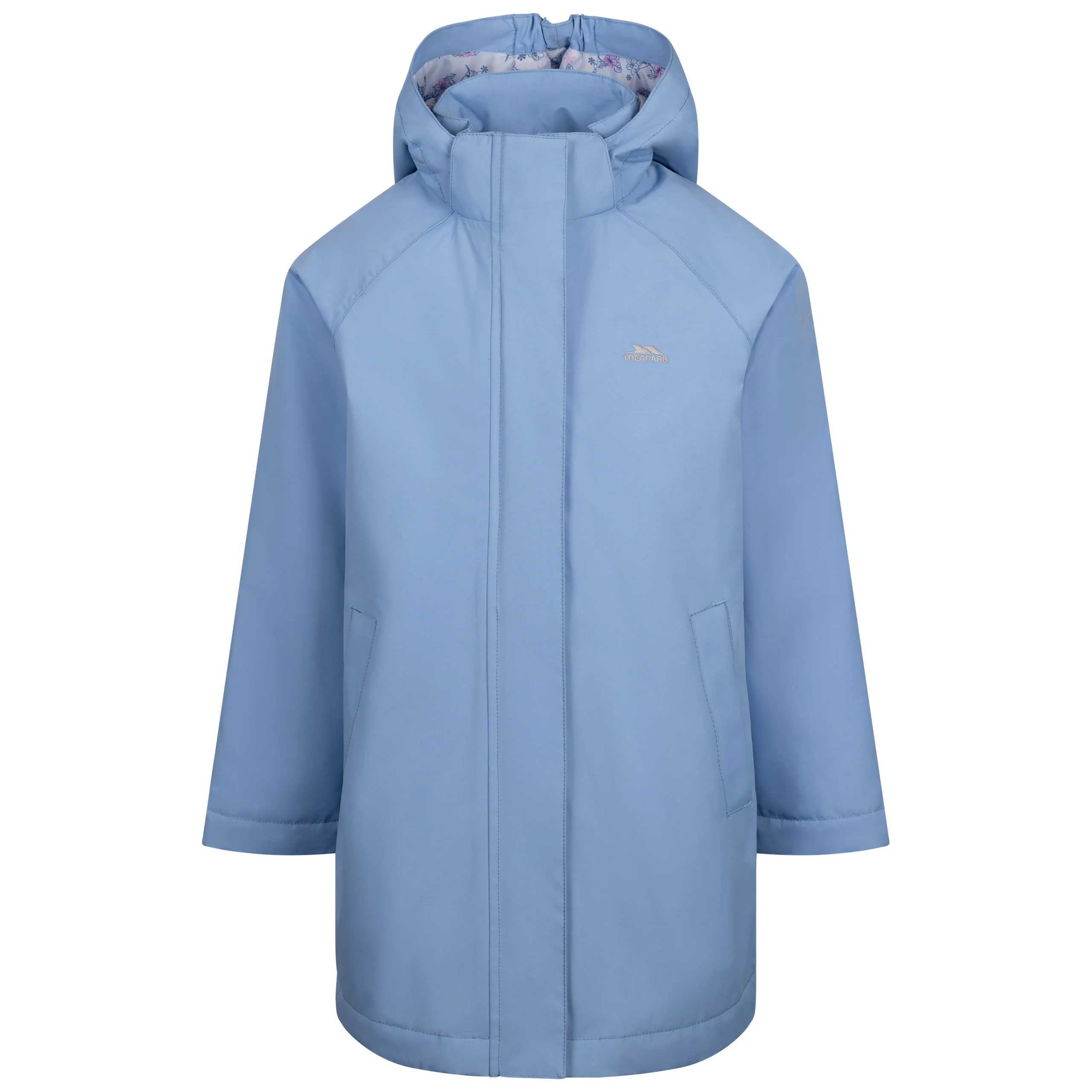 Maydew Girls' Lightly Padded Waterproof Rain Jacket in Cornflower