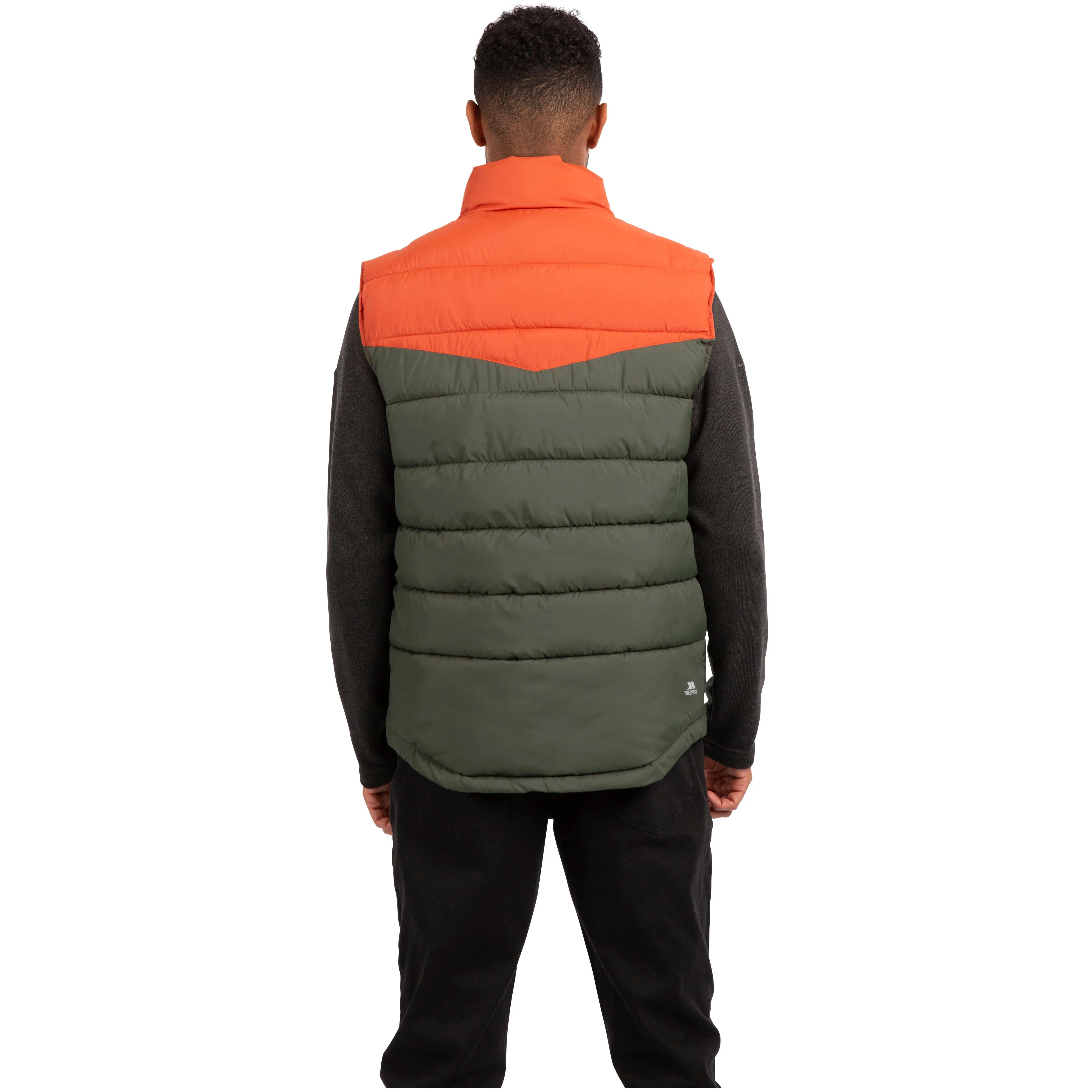 Oskar Men's Padded Gilet / Bodywarmer in Burnt Orange and Green - Image 3