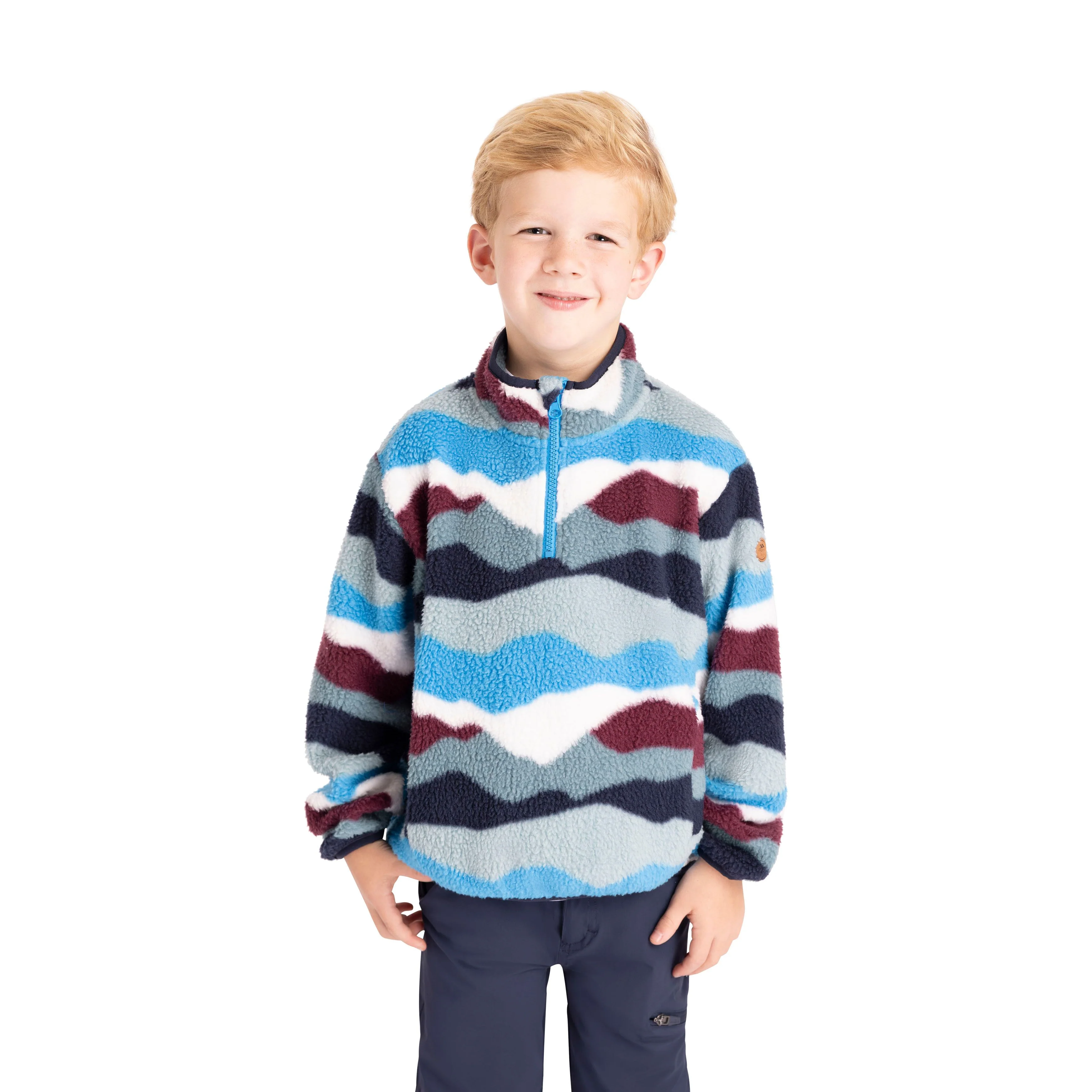 Ovie Kids Sherpa 1/2 Zip Fleece in Cobalt Mountain Print - Image 3