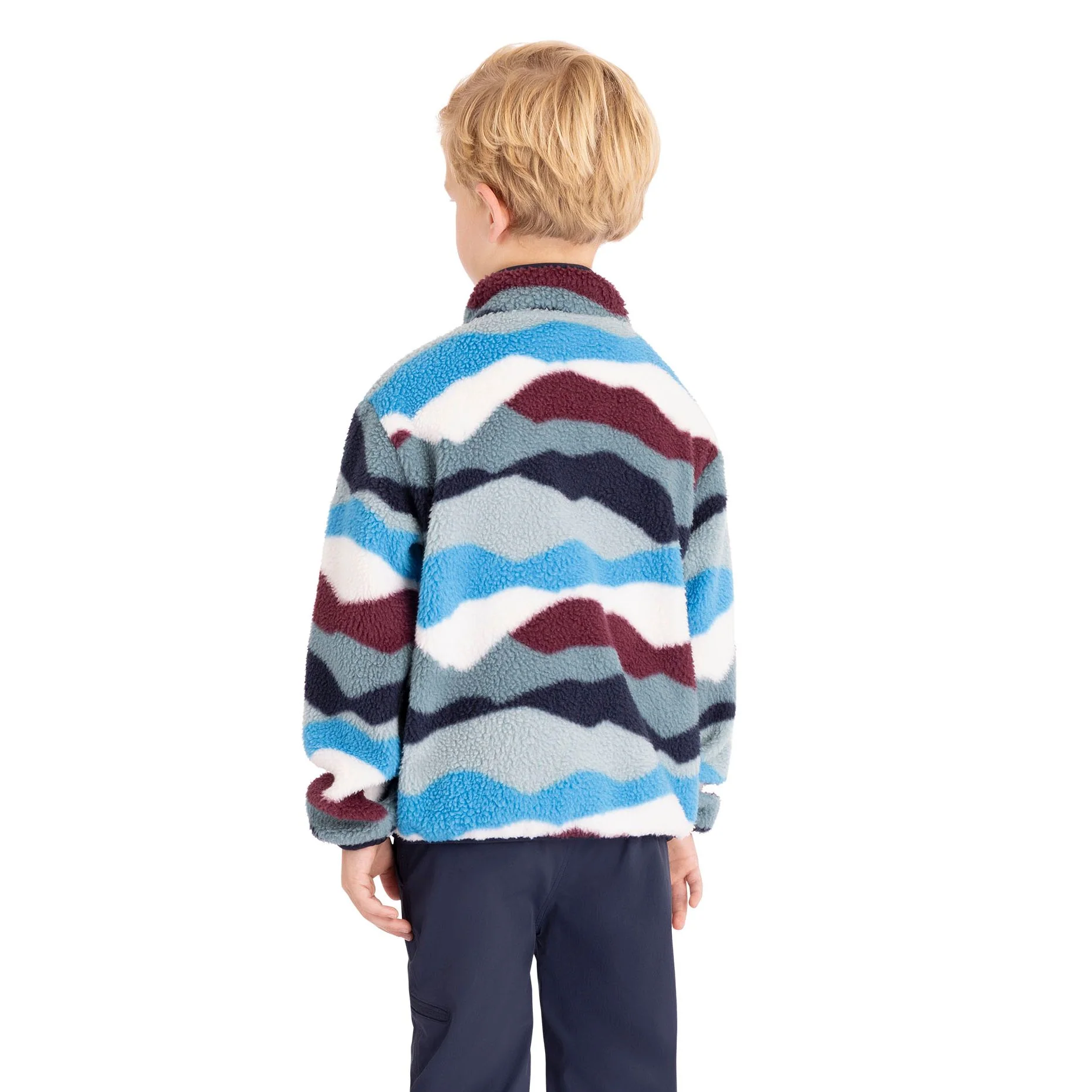 Ovie Kids Sherpa 1/2 Zip Fleece in Cobalt Mountain Print - Image 5