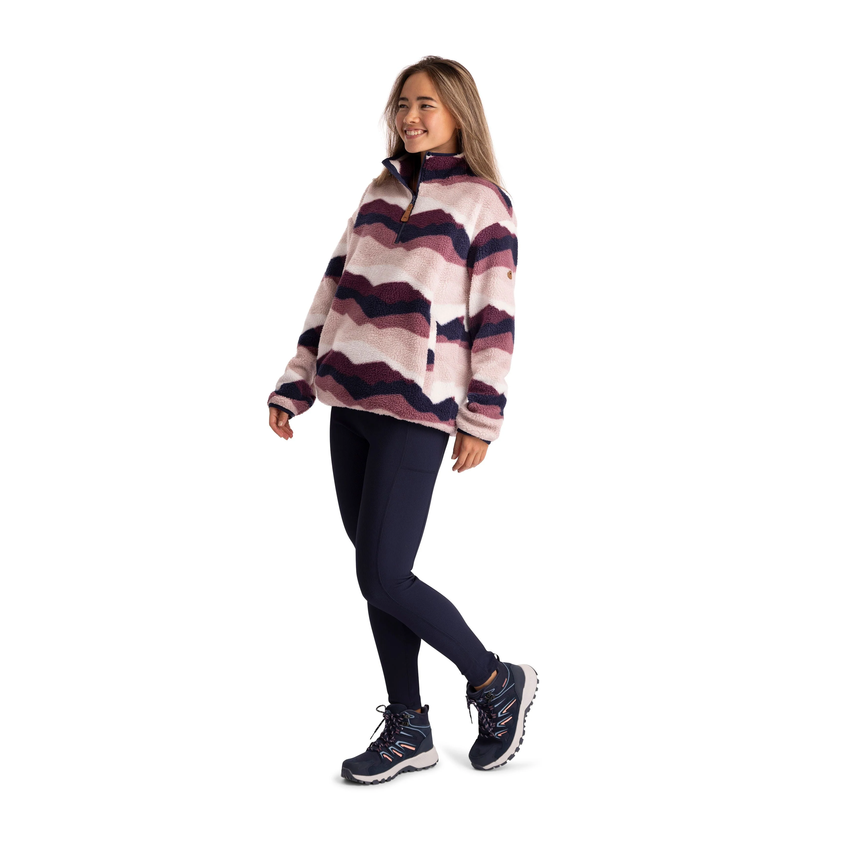 Ovie Womens 1/2 Zip Sherpa Fleece Top in Mountain Print - Image 9