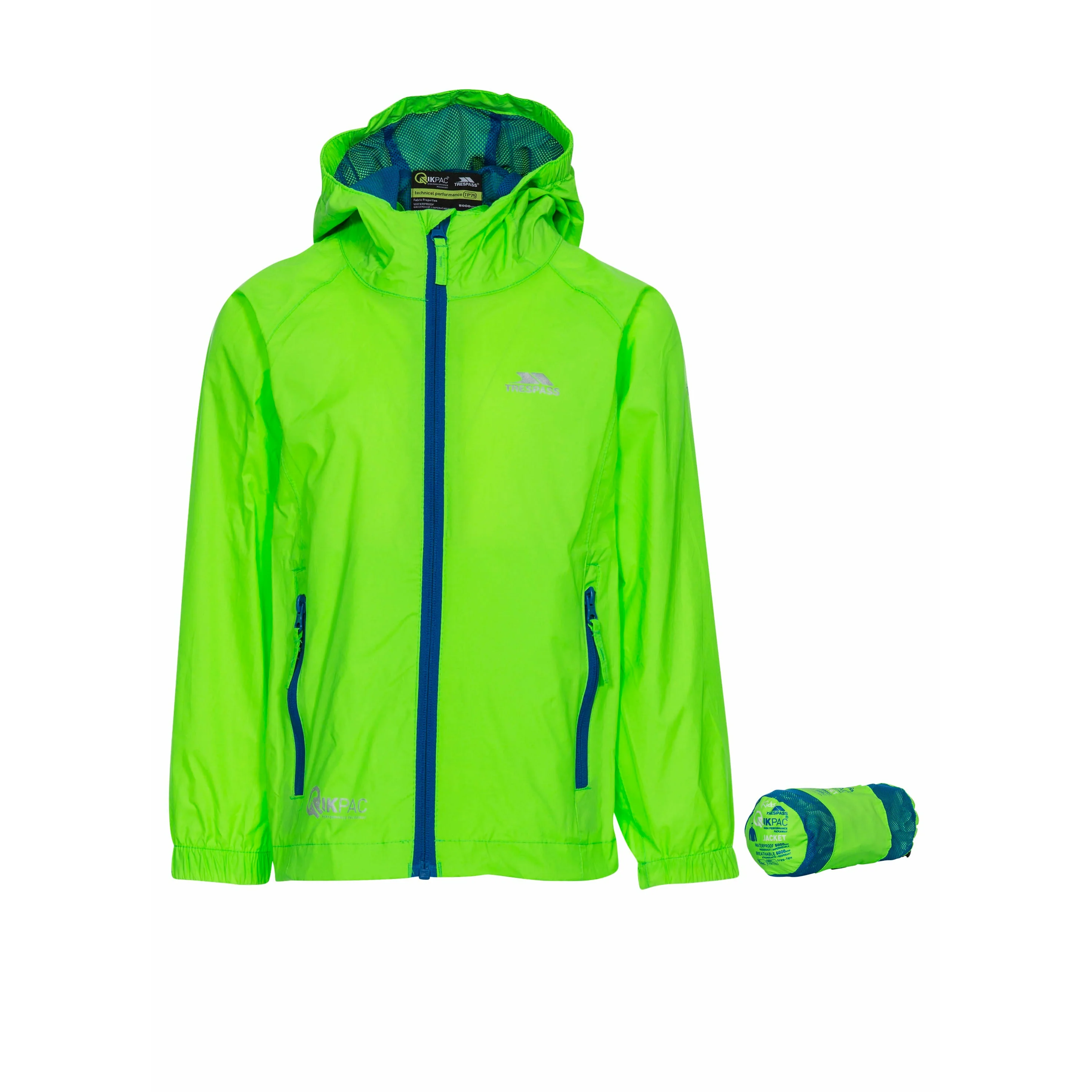 Qikpac Kids Packaway Unpadded Waterproof Jacket in Green Gecko - Image 2