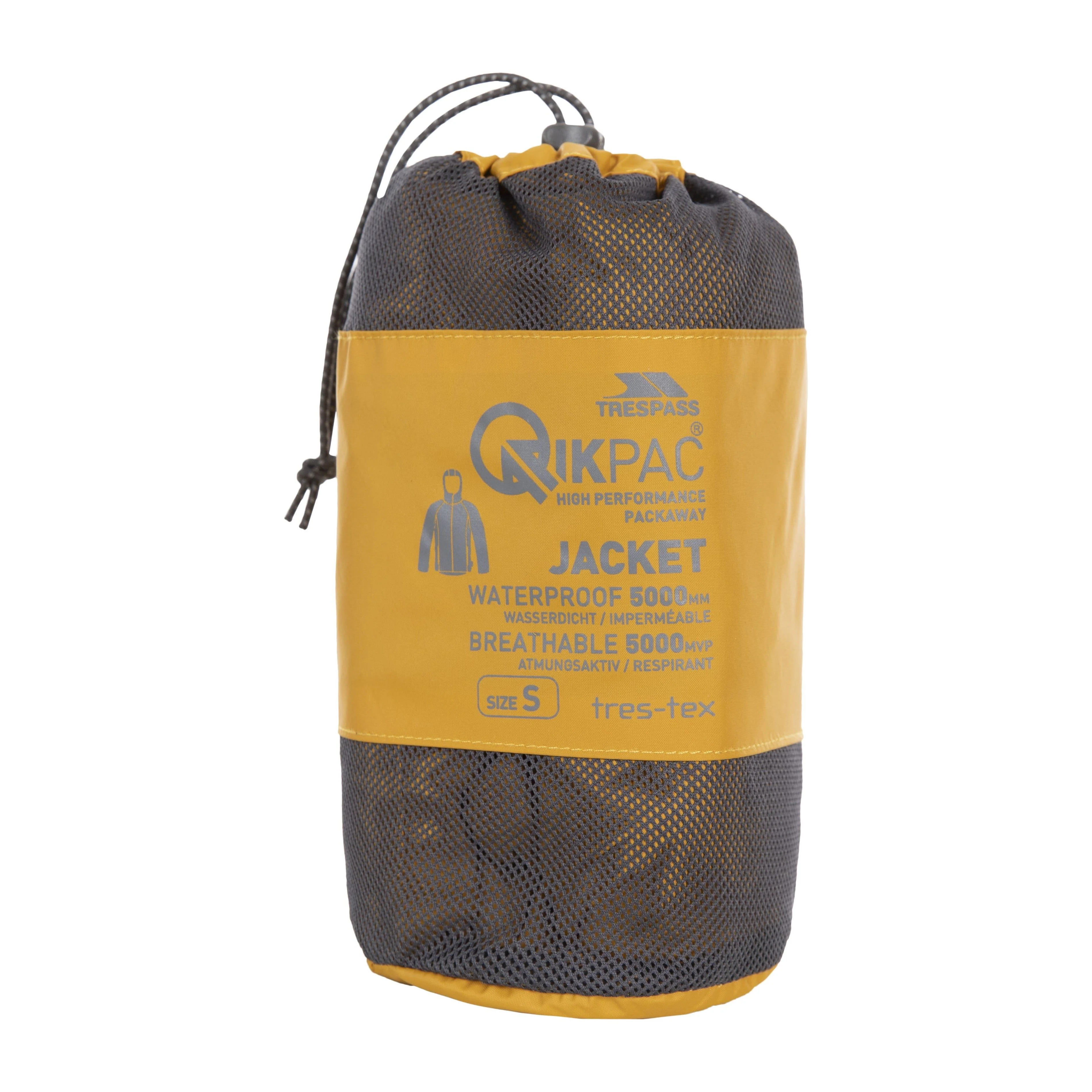 Qikpac X Adults Unisex Unpadded Waterproof Packaway Jacket in Maize - Image 3