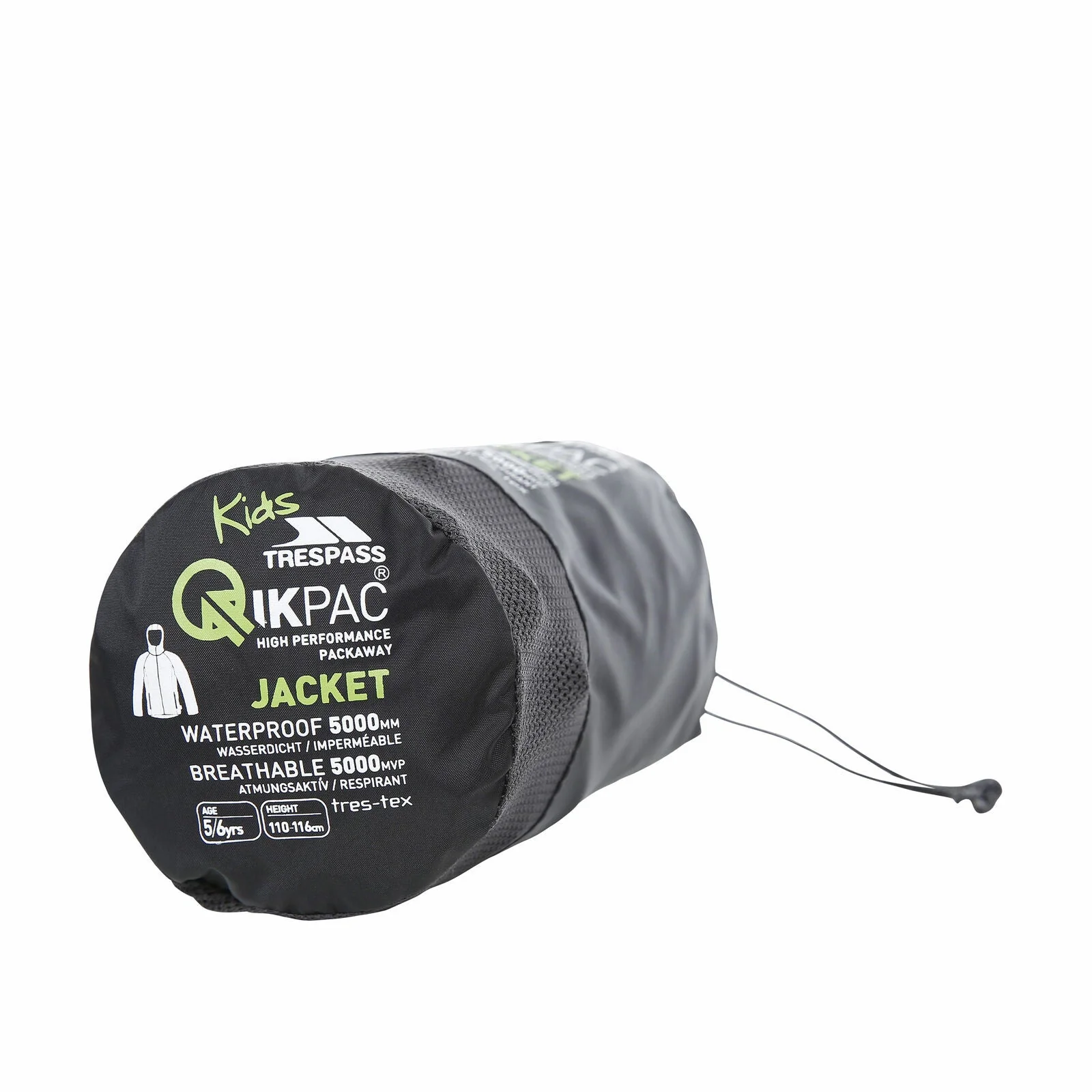 Qikpac X Kids' Unpadded Waterproof Packaway Jacket in Black - Image 3