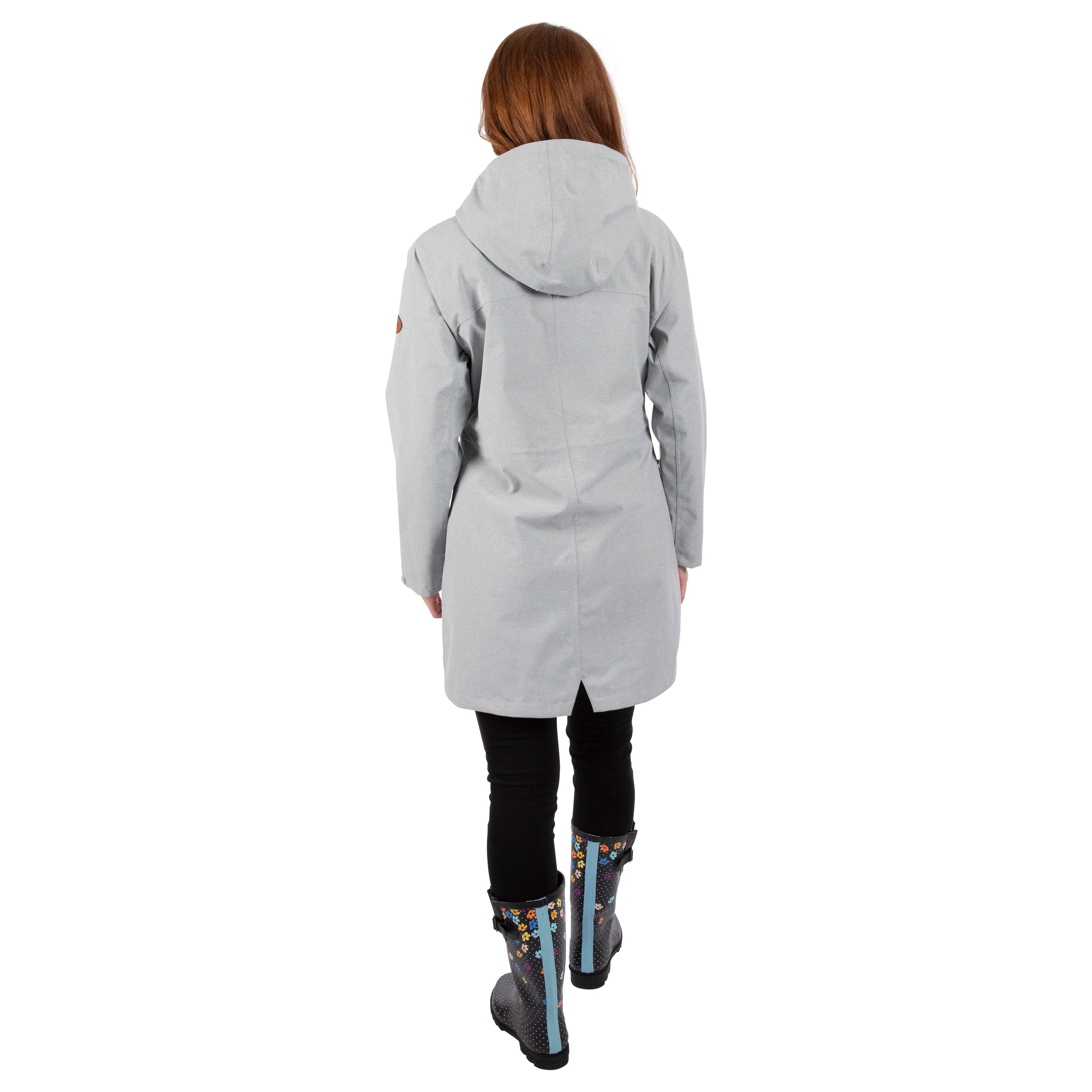 Remote Women's Longer Unpadded Waterproof Jacket in Grey Marl - Image 3