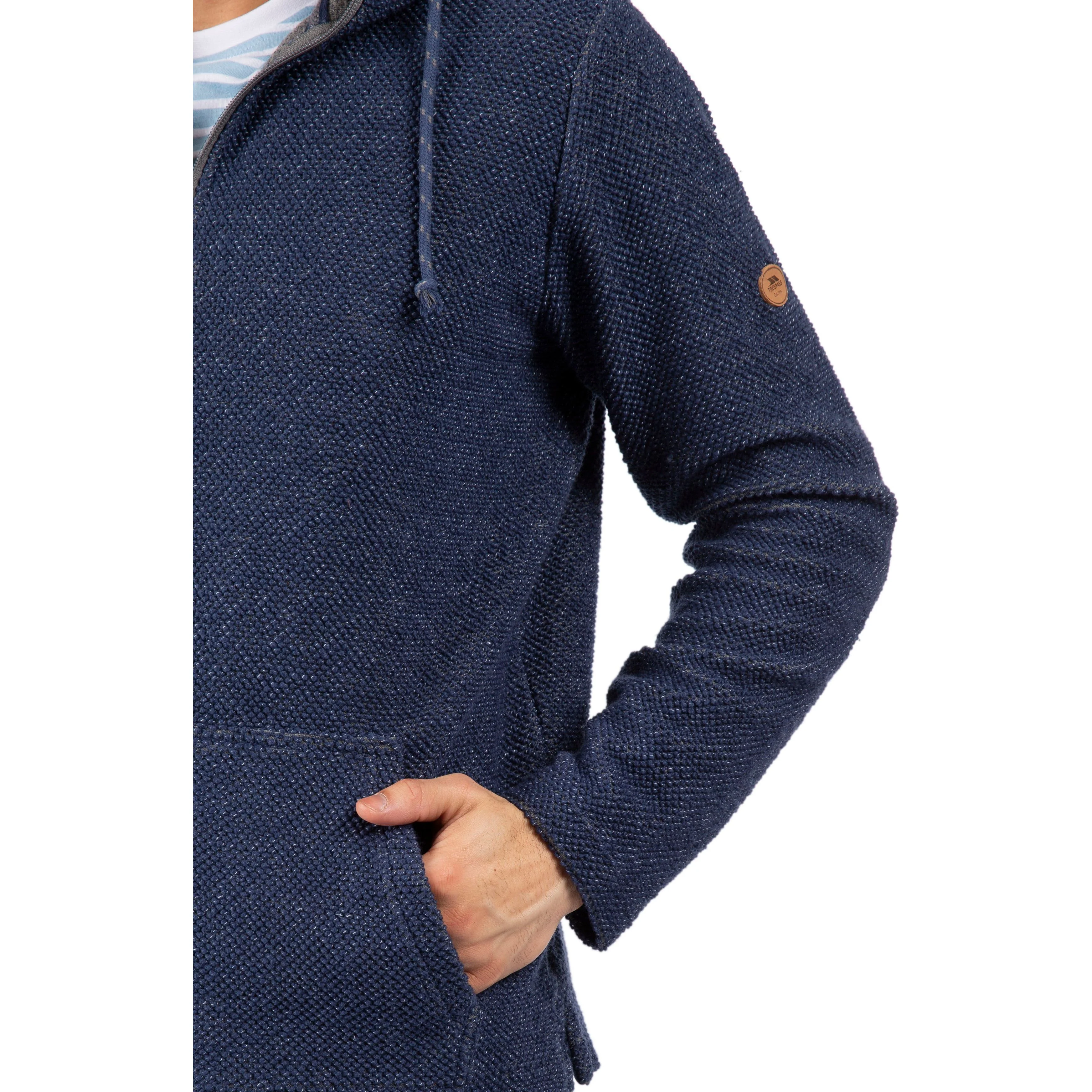 Scawton Men's Knitted Hoodie in Navy - Image 6
