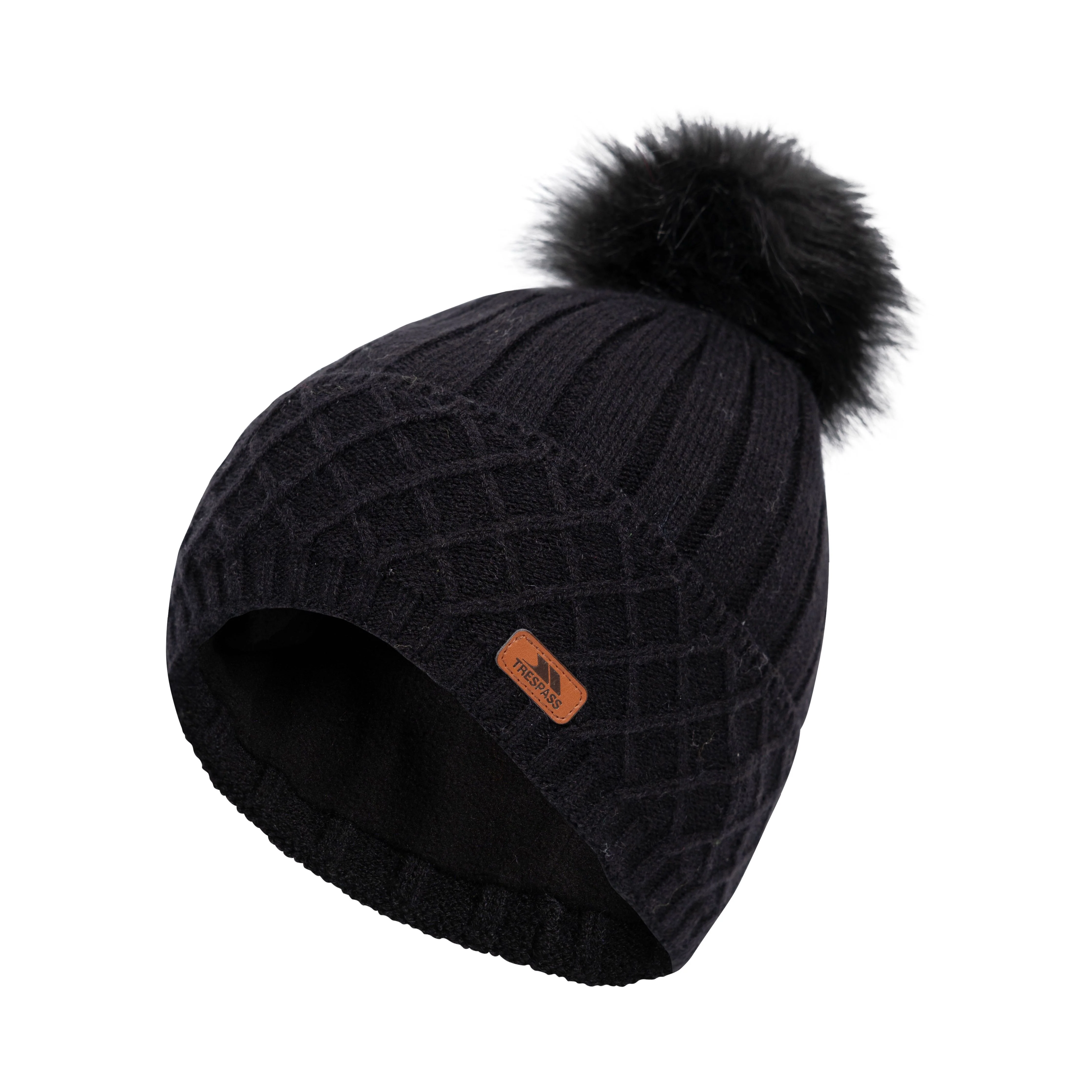 Sherbet Women's Fleece Lined Knitted Hat in Black