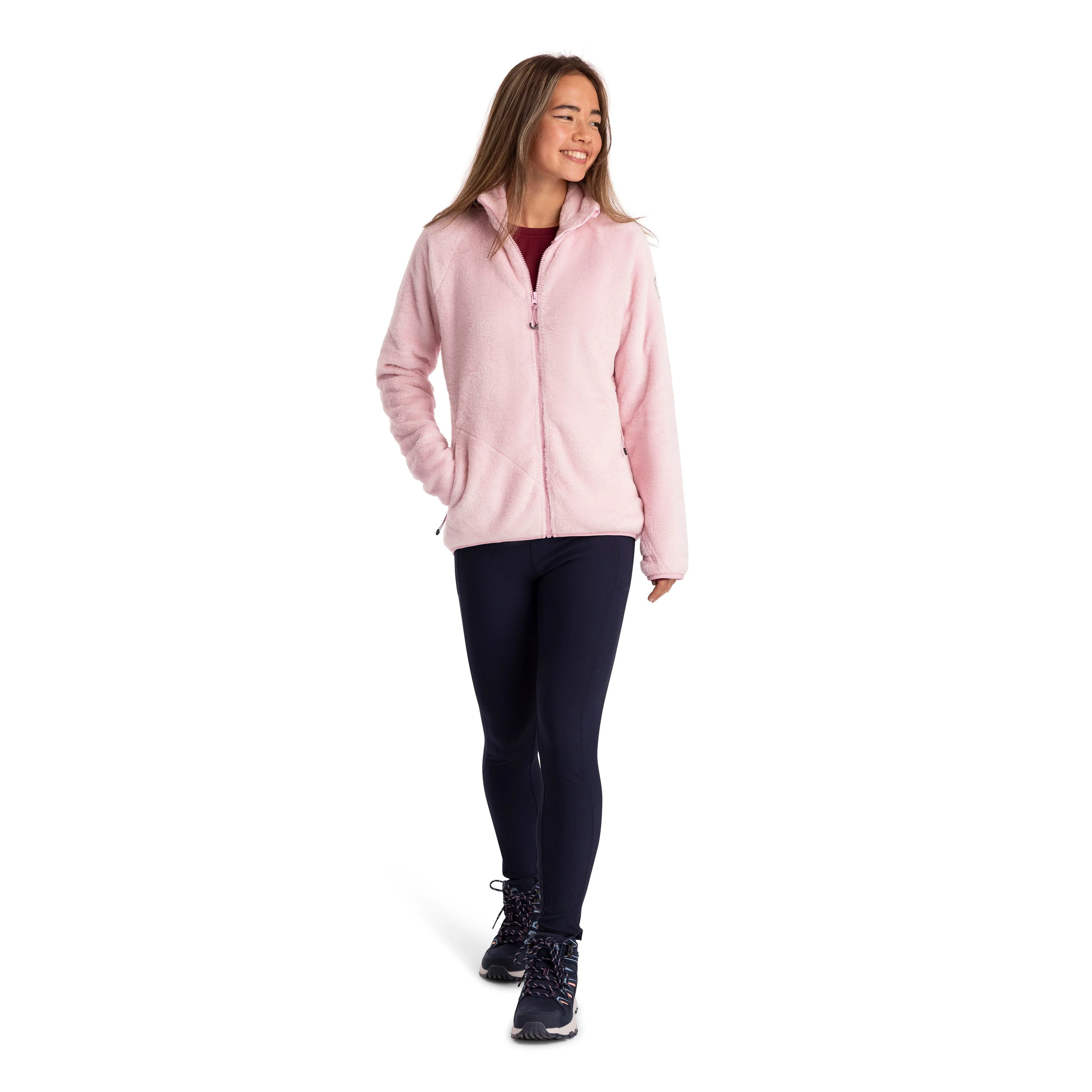 Telltale Women's Soft and Furry Fleece Jacket in Carnation Pink - Image 3