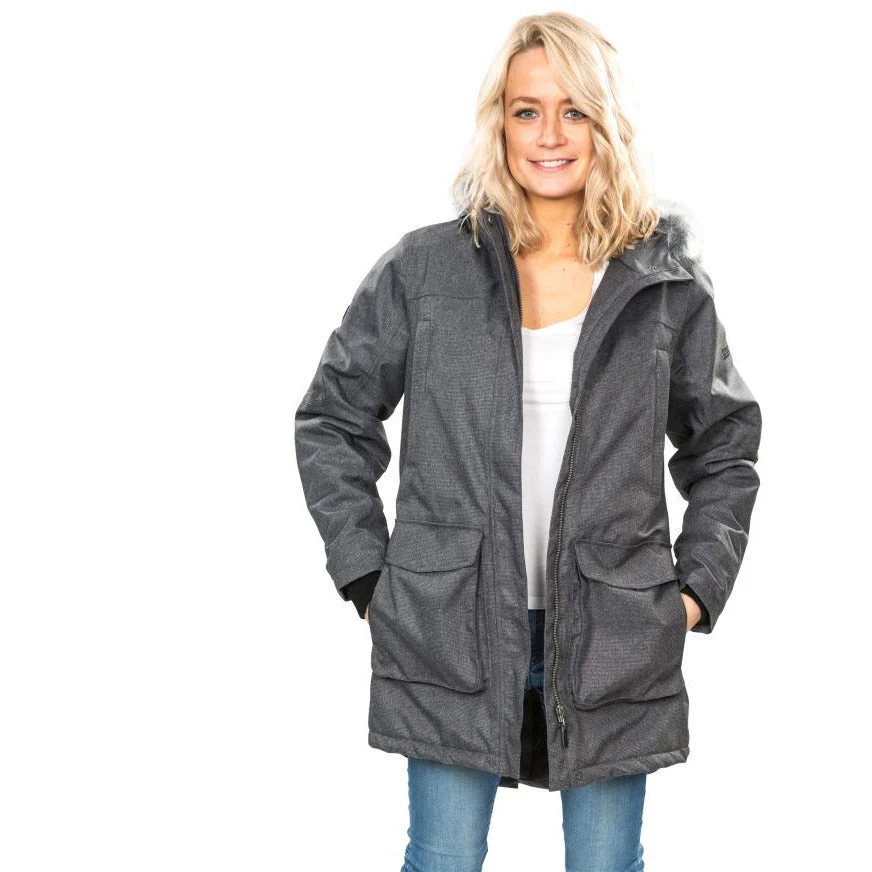 Thundery Women's Waterproof Padded Parka Jacket in Black, Silver & Grey - Image 4