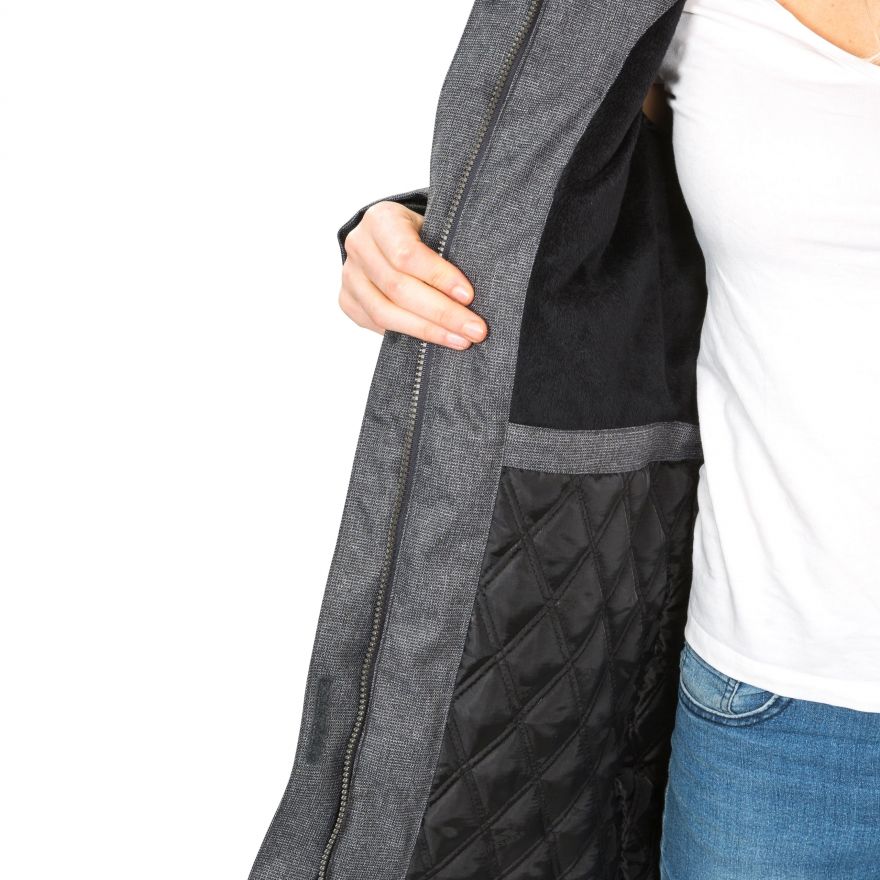 Thundery Women's Waterproof Padded Parka Jacket in Black, Silver & Grey - Image 8
