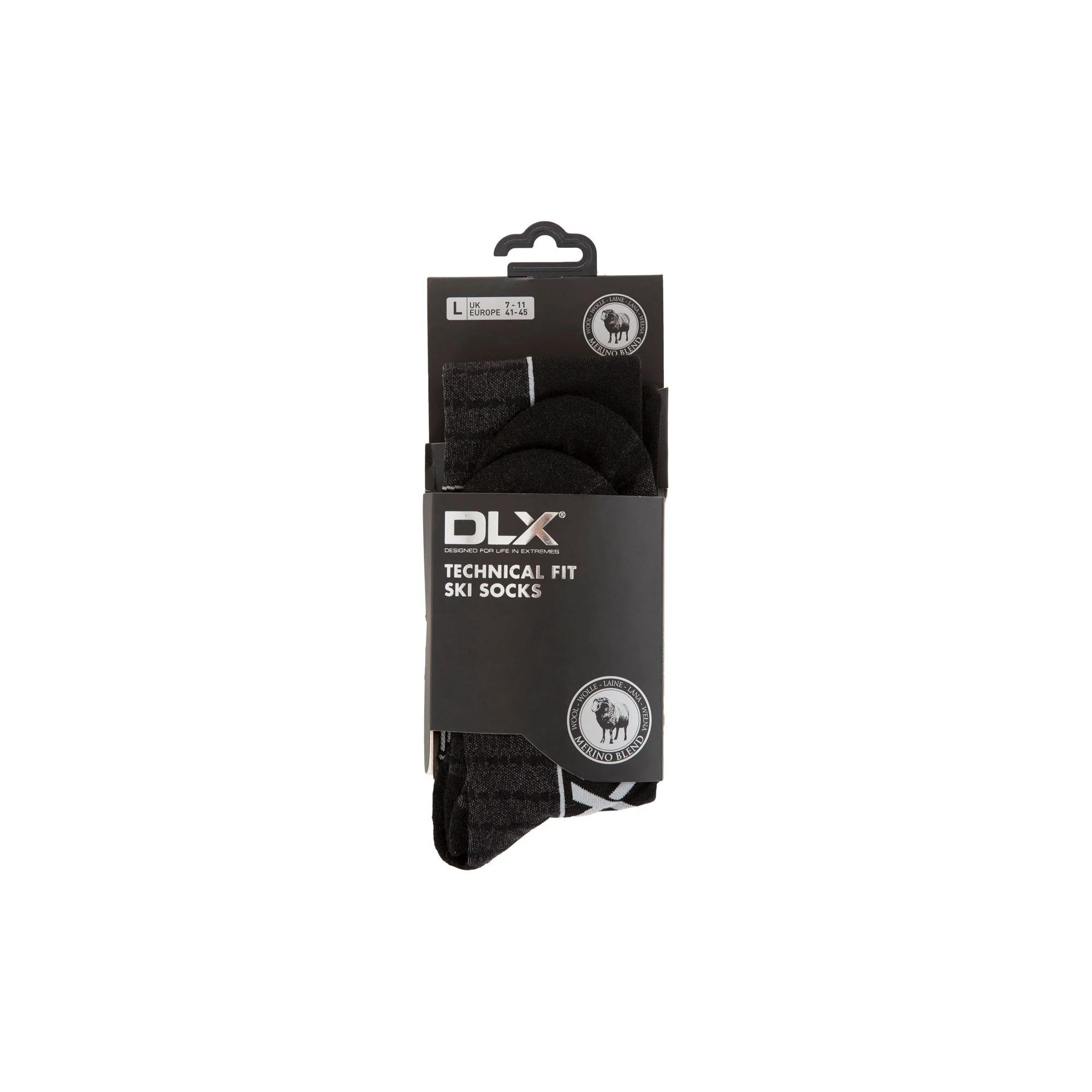 Trapped Unisex Ultralight DLX Merino Wool Blend Ski Socks in Black - Image 3