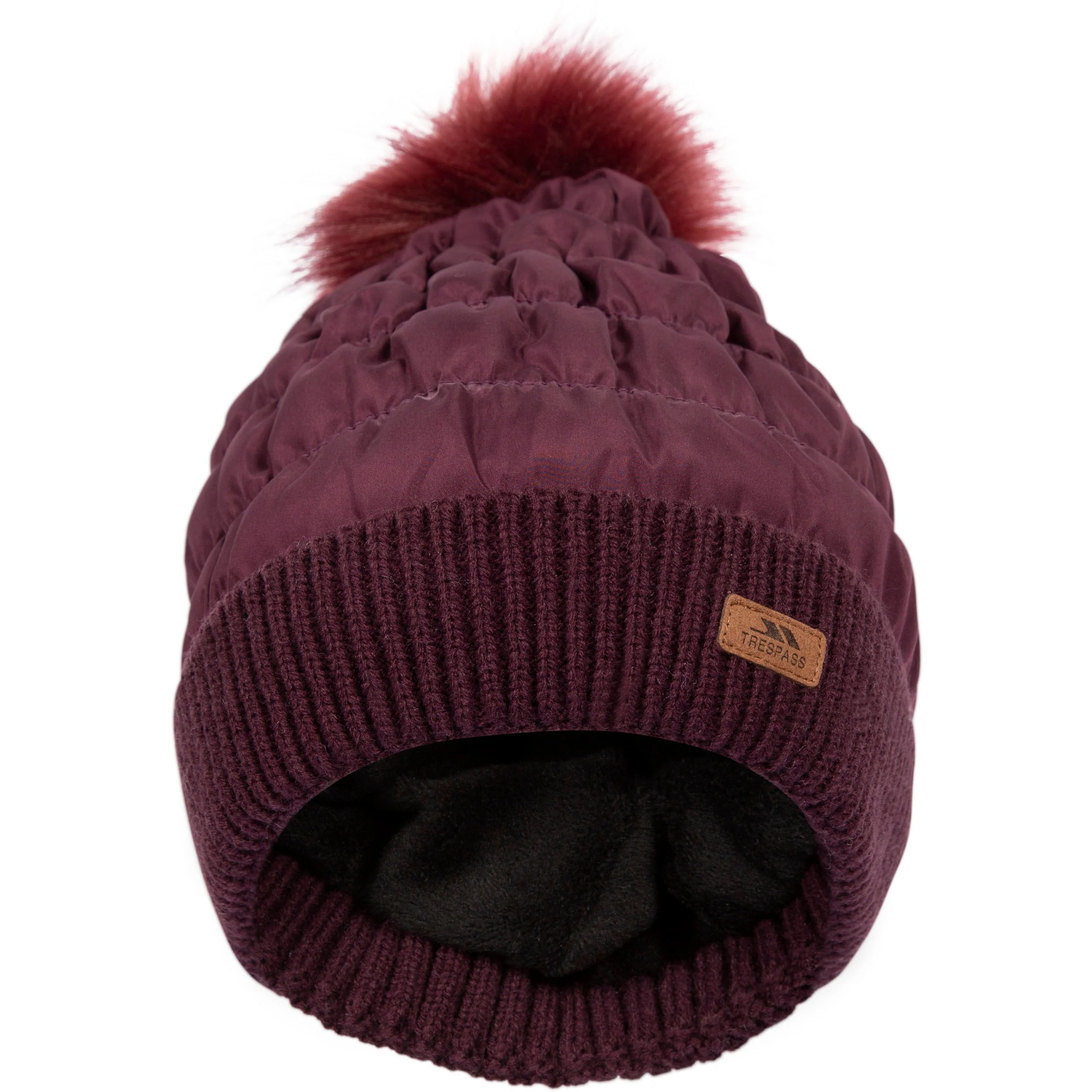 Trespass Reine Womens Knitted and Lined Hat in Fig - Image 2