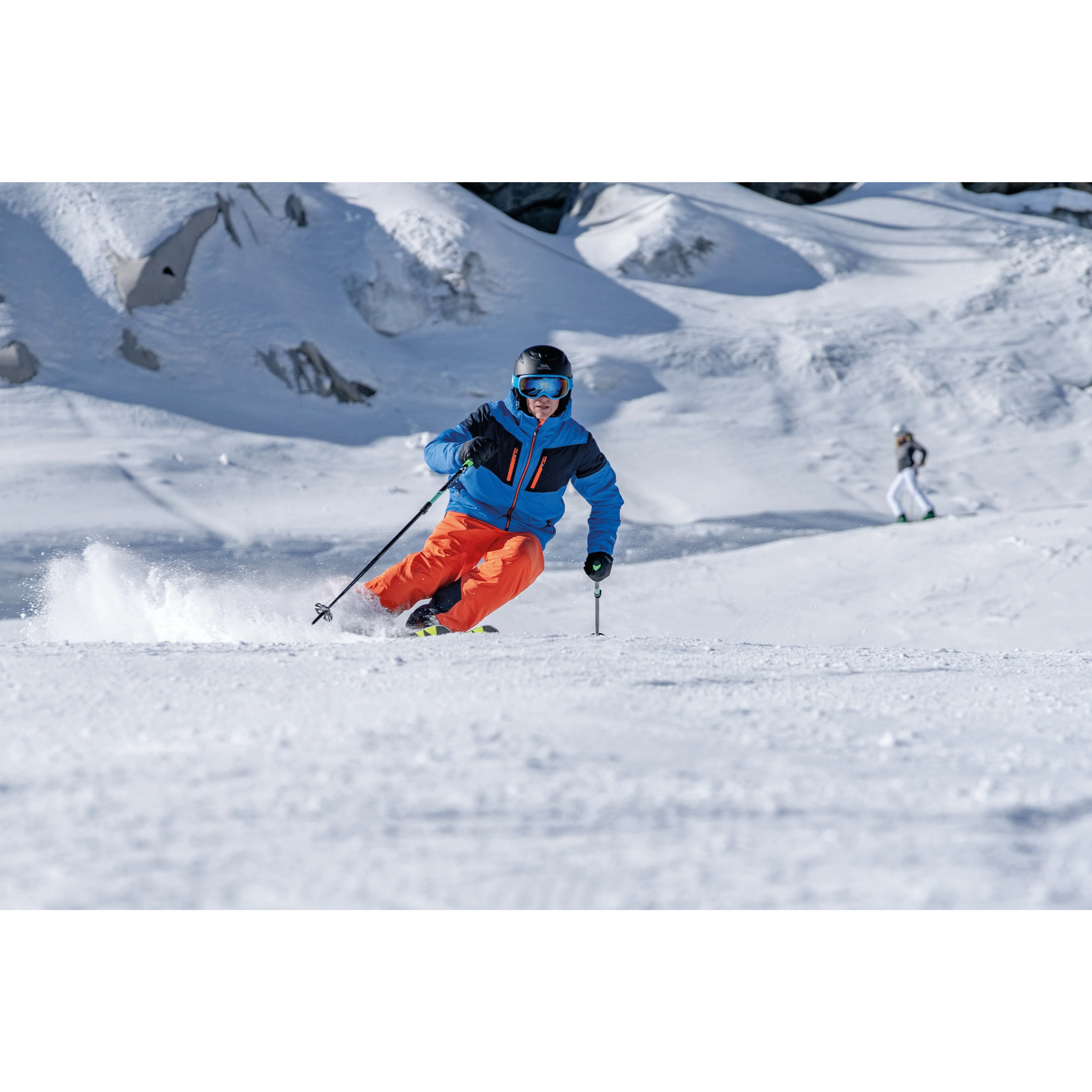 Trevor Mens Lightly Padded Slim Fit Ski Trousers in Orange - Image 4